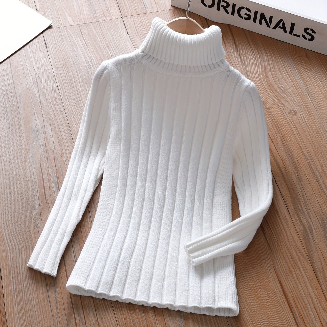 Girls' Turtleneck Sweater For Spring And Autumn, Long-sleeve Top, Slightly Smaller Fit