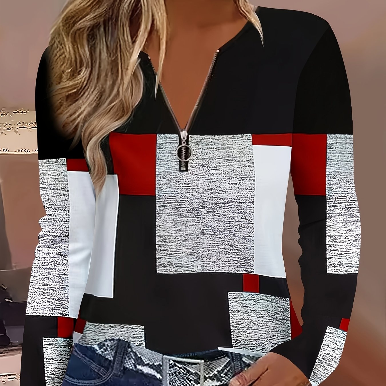 V-neck T-shirt Long Sleeve Style