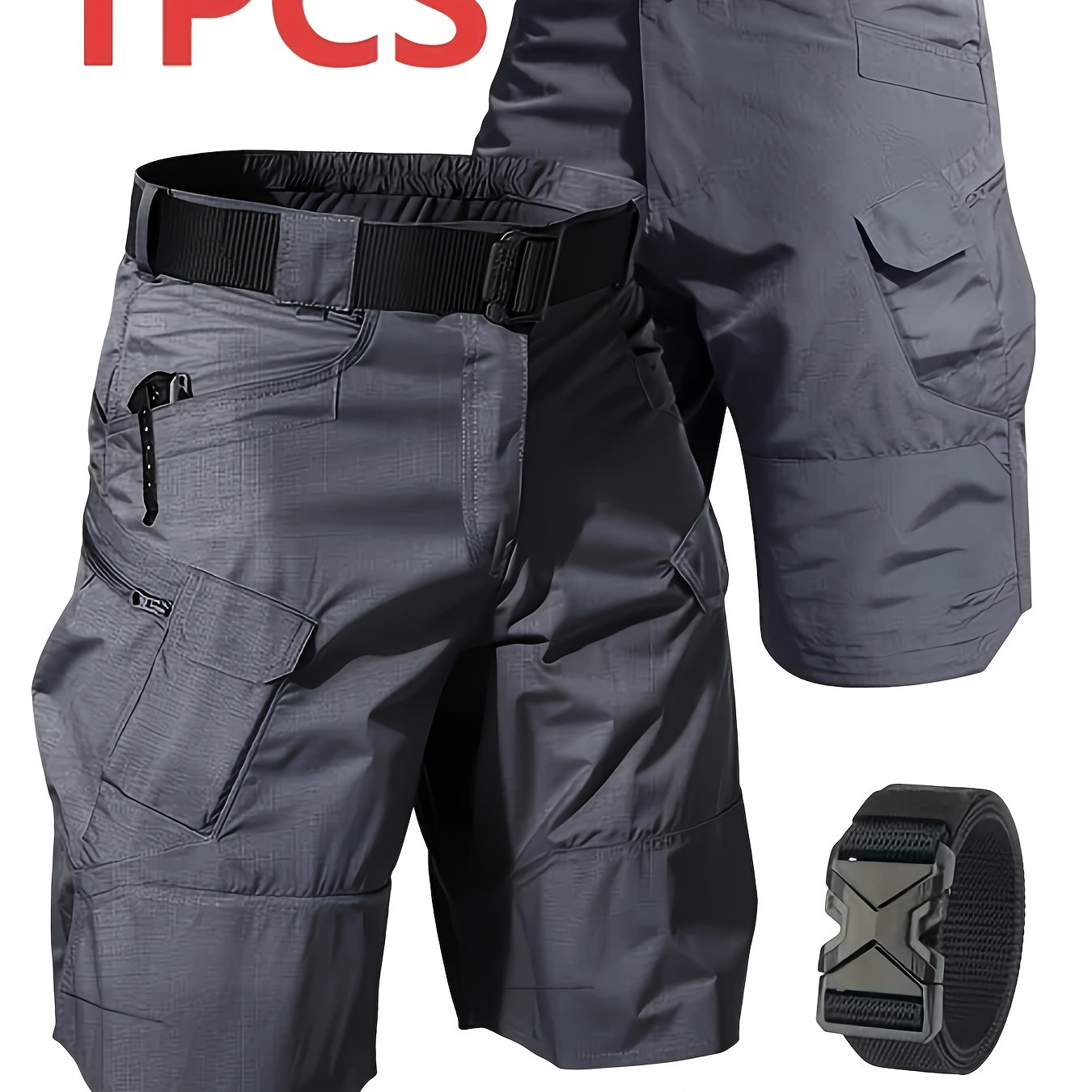 TEMU Men's Tactical Cargo Shorts - Casual Shorts - Lightweight Multi-pocket Outdoor Shorts, (belt Included) Non-stretch Durable Fabric For Hiking, Camping, Fishing - Black For Professionals And