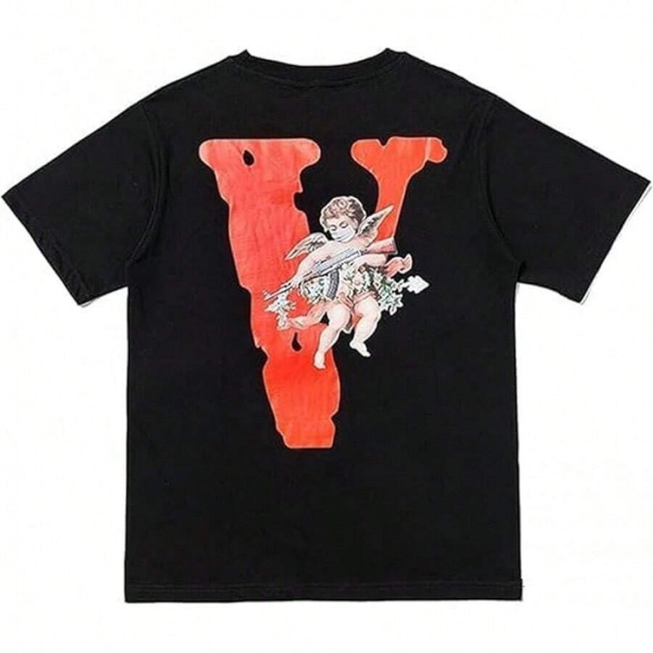 TEMU Fashion Men's Short Sleeved T-shirt V Letter Printed Tops Casual Couple T-shirt Hop Short Sleeved Tops