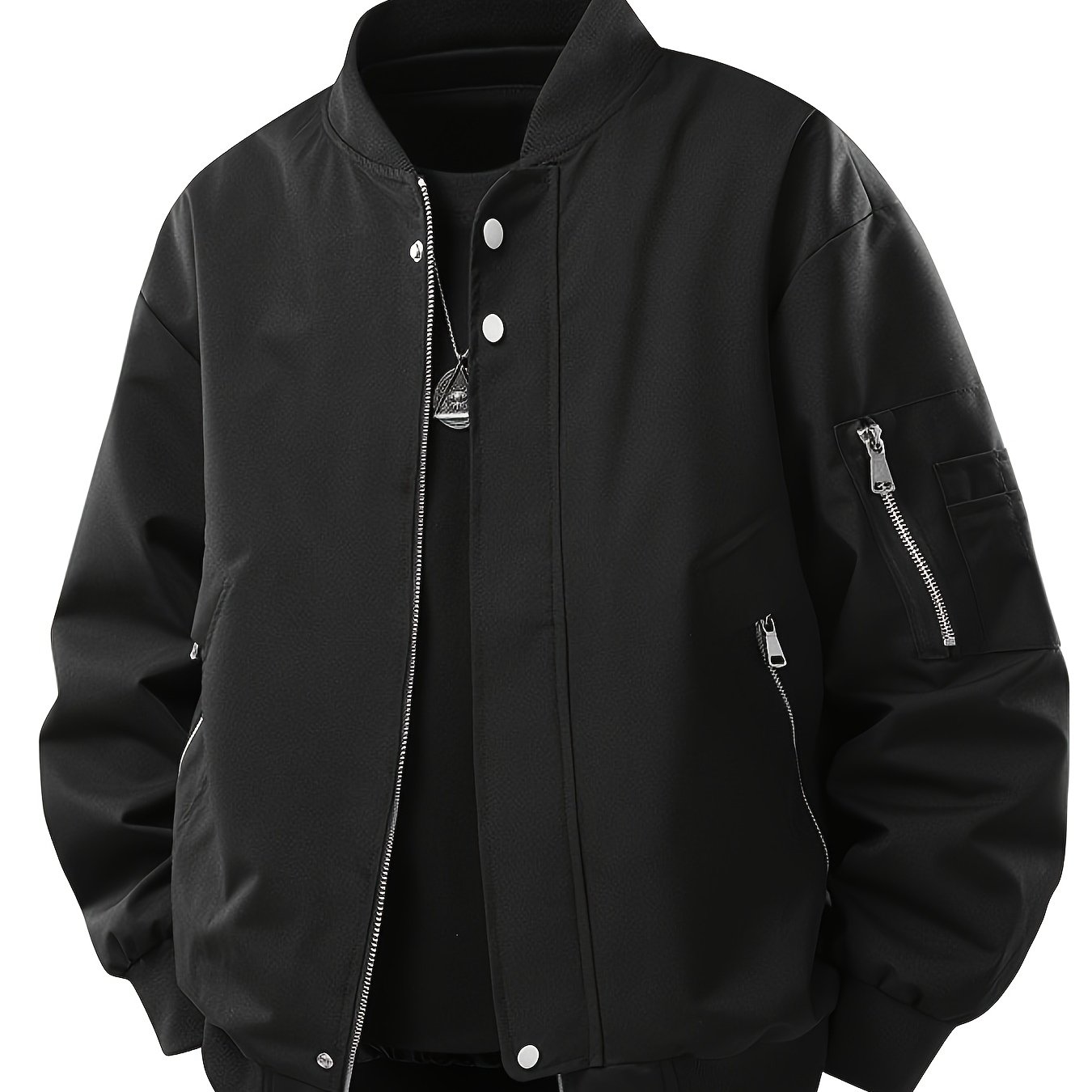 TEMU Oversized Loose-fit Trendy Workwear Jacket, American Style Versatile Casual Men's Jacket For Spring And Autumn, Plus Size