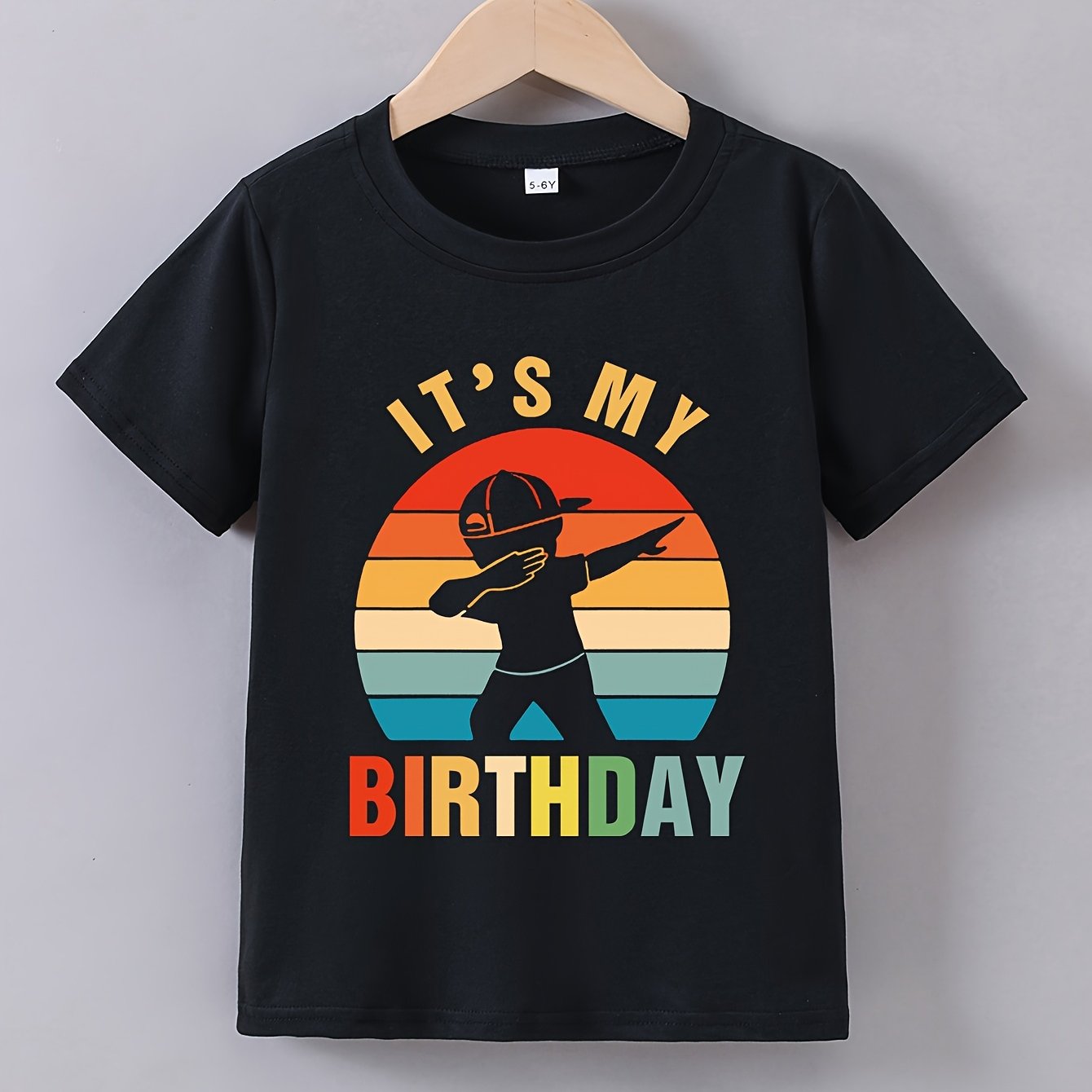 Boys' Summer Short Sleeve "today Is My Birthday" Print T-shirt