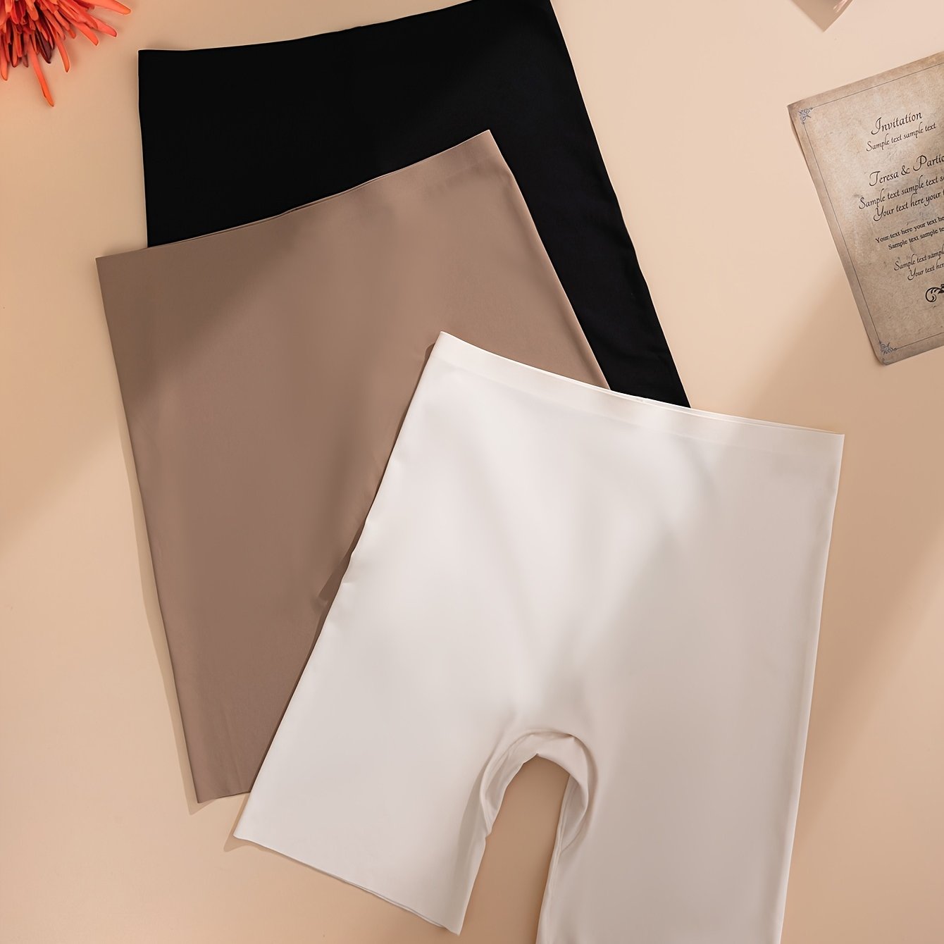 E-shop (3er-Pack) Nahtlose High-Waist Slips Eis Sicherheits Hosen Damen Basislayer Anti-Exposure Po Lift Bauchkontrolle