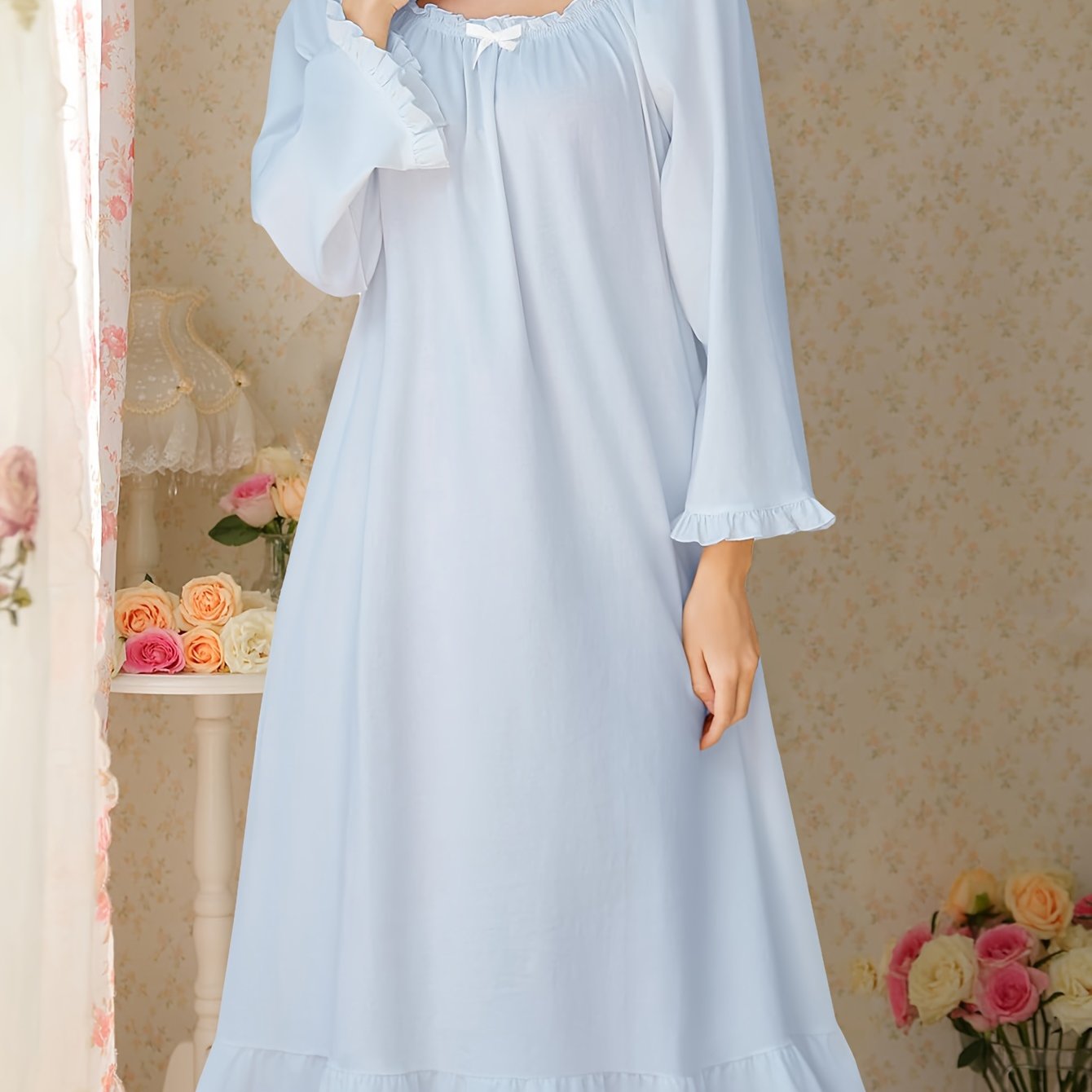 Robe Ou Chemise De Nuit Longue Vintage Rose & Blanc - Taille M 40/42 - été - Occasion Très Bon état