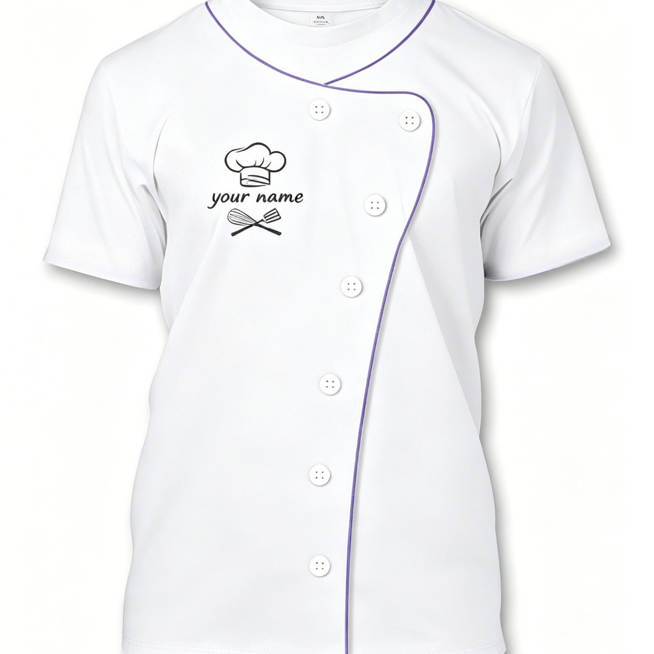 TEMU [customized] [printed Design - Not Textured/2d Printing] Women's Personalized Chef T-shirt - Custom Name With Chef Hat And Kitchen Utensil