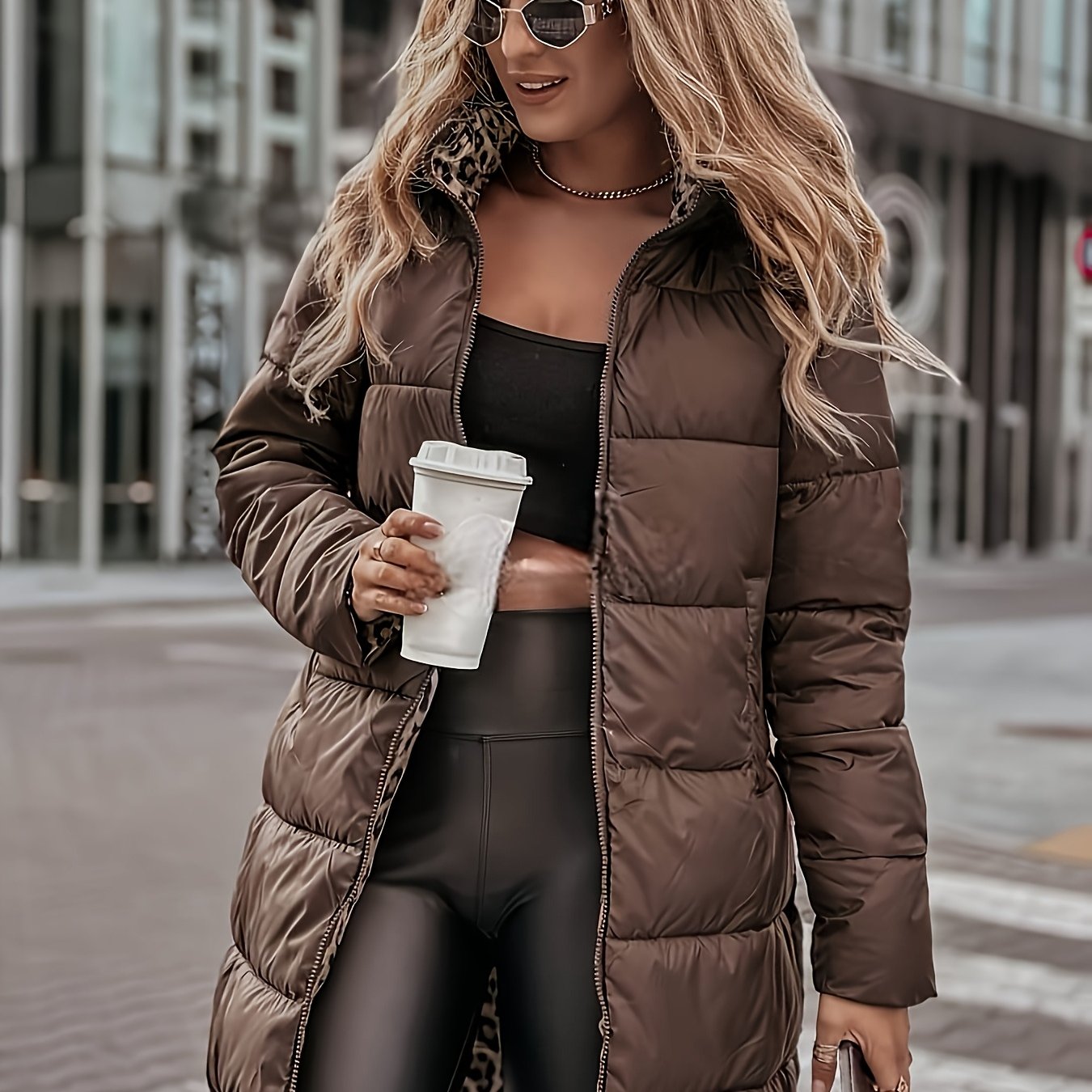 TEMU Autumn Women's Jacket Warm Thickened Padding Reversible Coat Padded Jacket