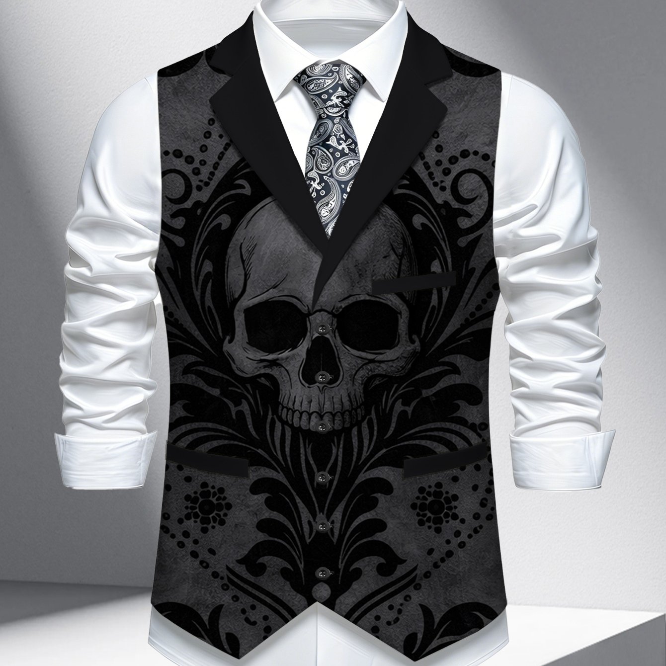 TEMU Gilet à Revers Grande Taille pour Homme, Pièce Unique, Haut Gilet Décontracté et Tendance pour Halloween, Mariage, Fête, Gilet à Revers pour