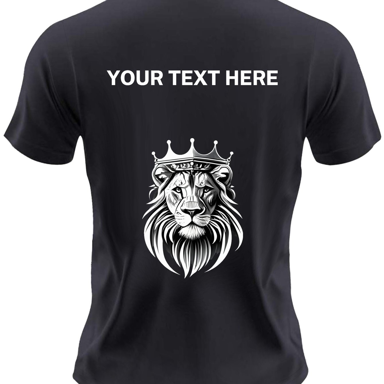 TEMU Custom T-shirt, Personalized Tees For Men, Lion In A Crown Print, Casual Short Sleeve Custom Printed T-shirt For Summer