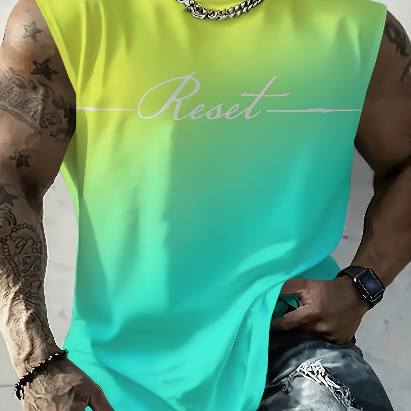 TEMU [printeddesign-not Textured] Men's Colorful Printed Cartoon Pattern Comfortable Breathable Tank Top, Men's Casual Sleeveless T-shirt, Summer