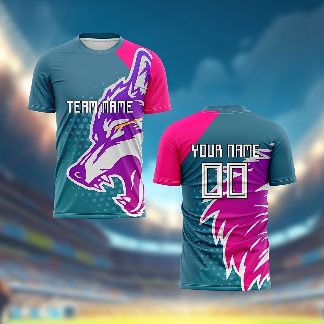 TEMU Maglia da calcio personalizzabile con e numero per il 2025 - Realizzata in tessuto traspirante e anti-umidit�, con motivo a in tinta verde acqua