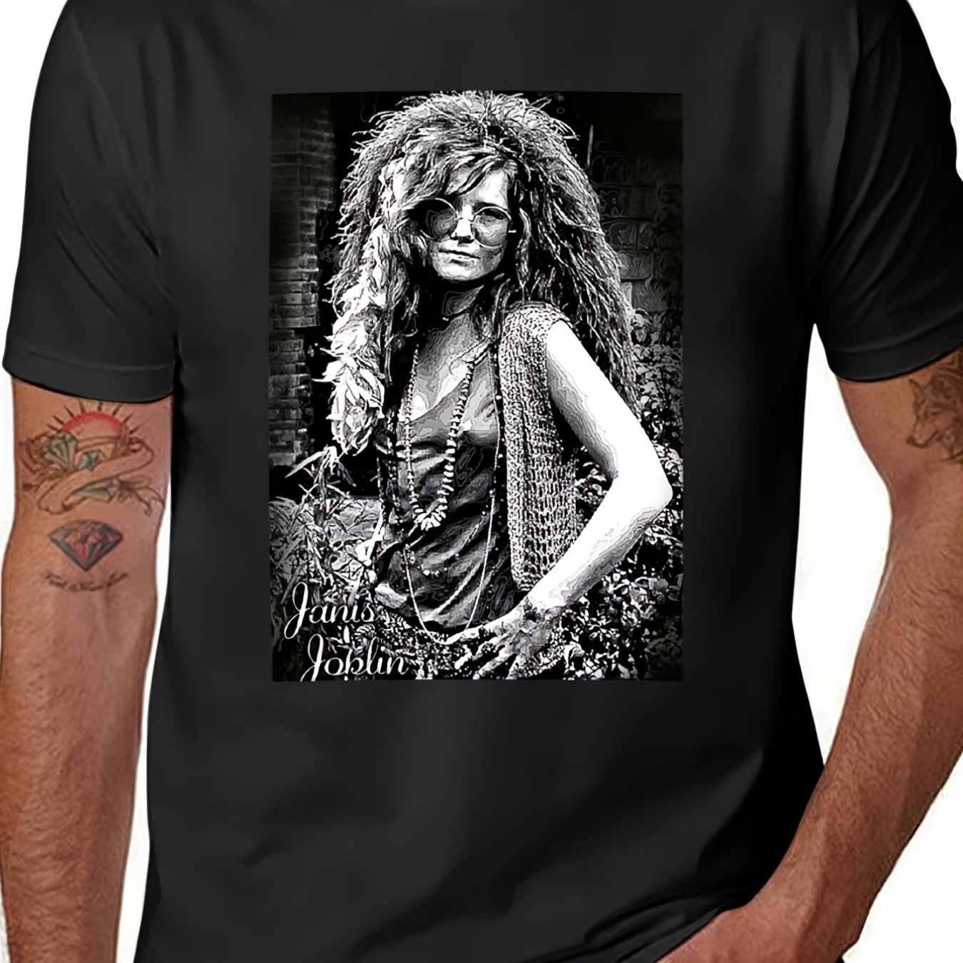 TEMU Men's Vintage 1960s Graphic T-shirt - Iconic Music Tee With Signature Song Print & Portrait, Soft Round Neck Short Sleeve Retro Shirt For