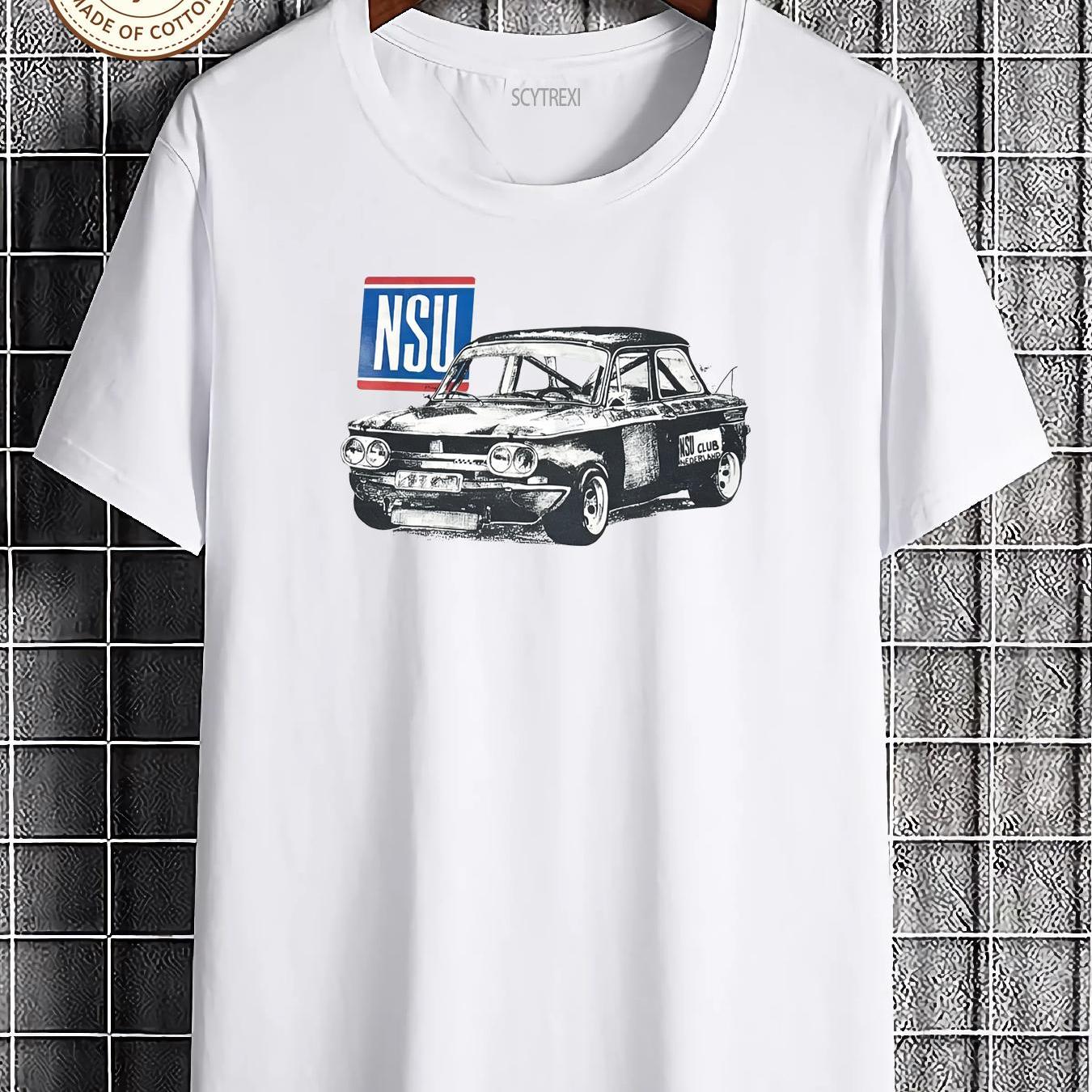 Image of Vintage Nsu Club Netherlands - Retro Dutch Print, Soft Breathable Round Neck Casual Streetwear Top, Machine Washable Suitable For Casual Attire, Comfortable Unisex Apparel