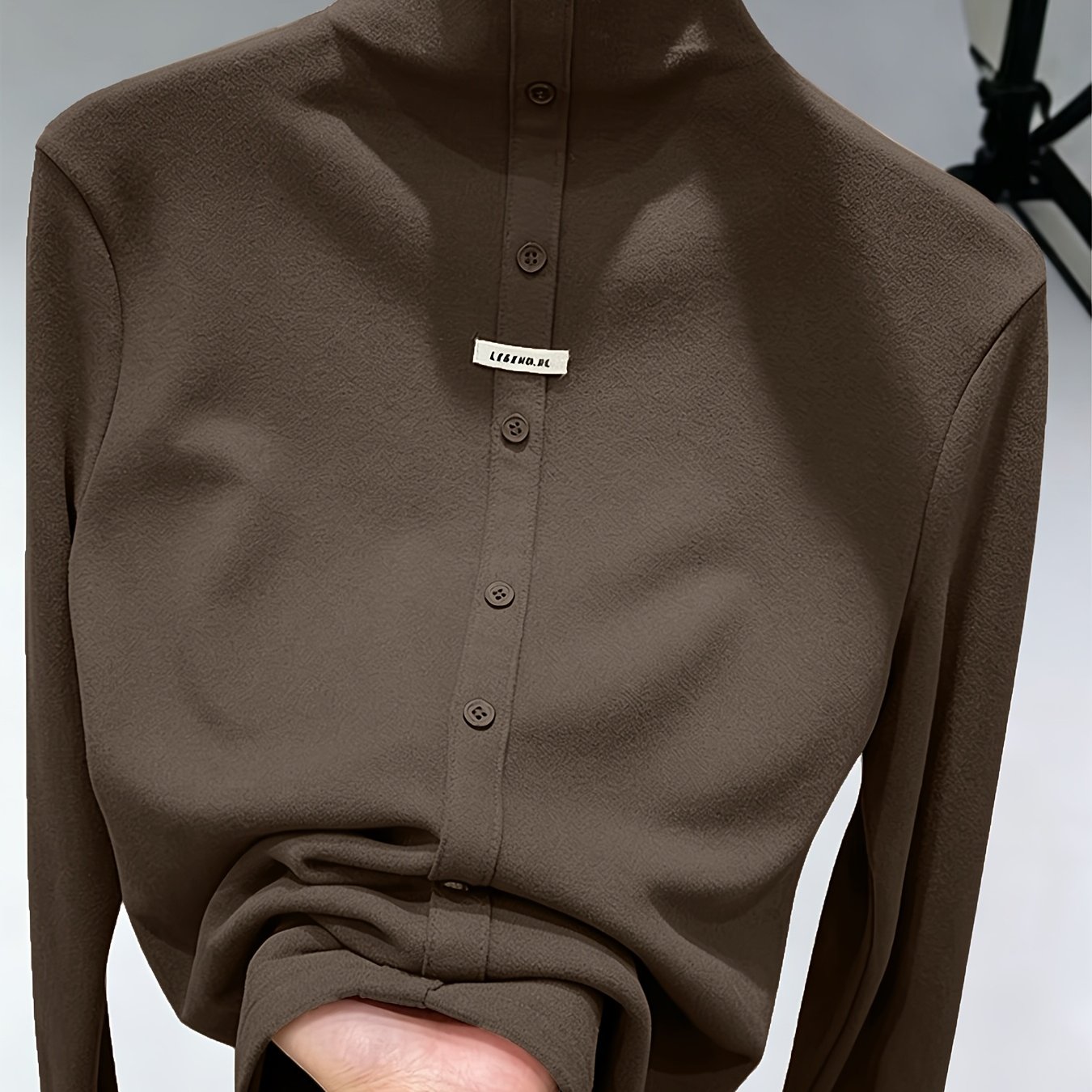TEMU New Multi-button Door Tube Decoration Warm And Comfortable Women's Long-sleeve Undershirt Top T-shirt