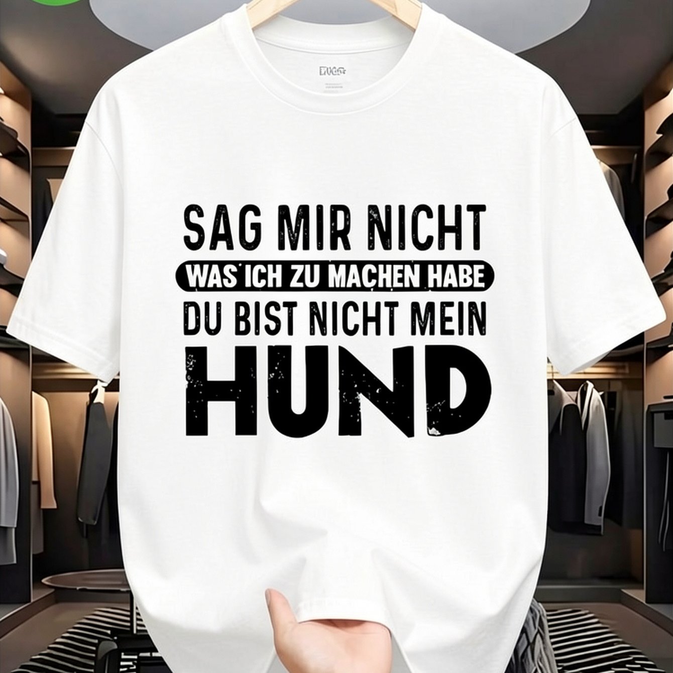 Plus Size Humorous German Dog T-shirt - You're Not My Dog Owner Tee, Black With , Casual Short Sleeve Round Neck, Regular Fit, Heat Transfer Print, Comfortable Adults, Dog T-shirt, Casual Wear, Design