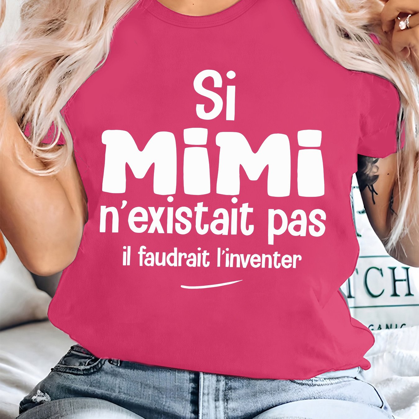 TEMU Grande Taille - Grande Taille - Si Mimi n'existait pas, il n'y aurait pas de T-shirt décontracté à manches courtes et col rond pour femmes,