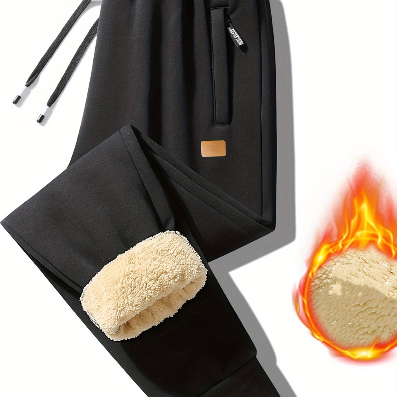 Men's Winter Fleece Casual Long Pants With Pockets And Zipper, Ankle-cinching Thickened Athletic Trousers