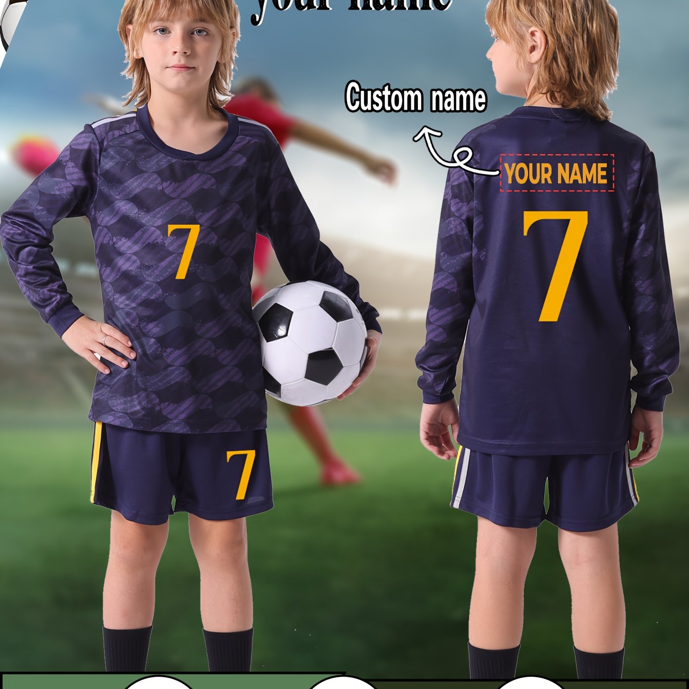 Custom Item Casual Athletic Training Quick-dry Long Sleeve Sports Suit Set 7# Personalized Diy Name Customization, For Outdoor