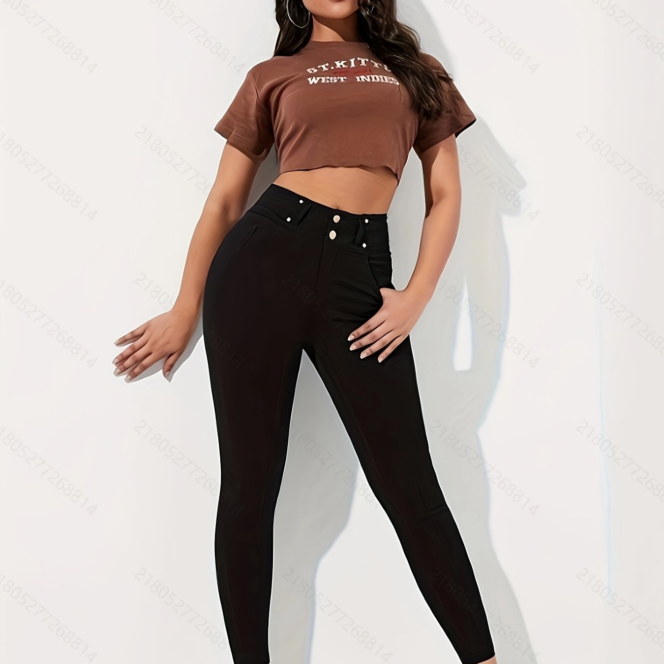 Chic High-waist Skinny Jeans For Women - Stretch Denim, Button Detail, Non-see-through - Perfect For