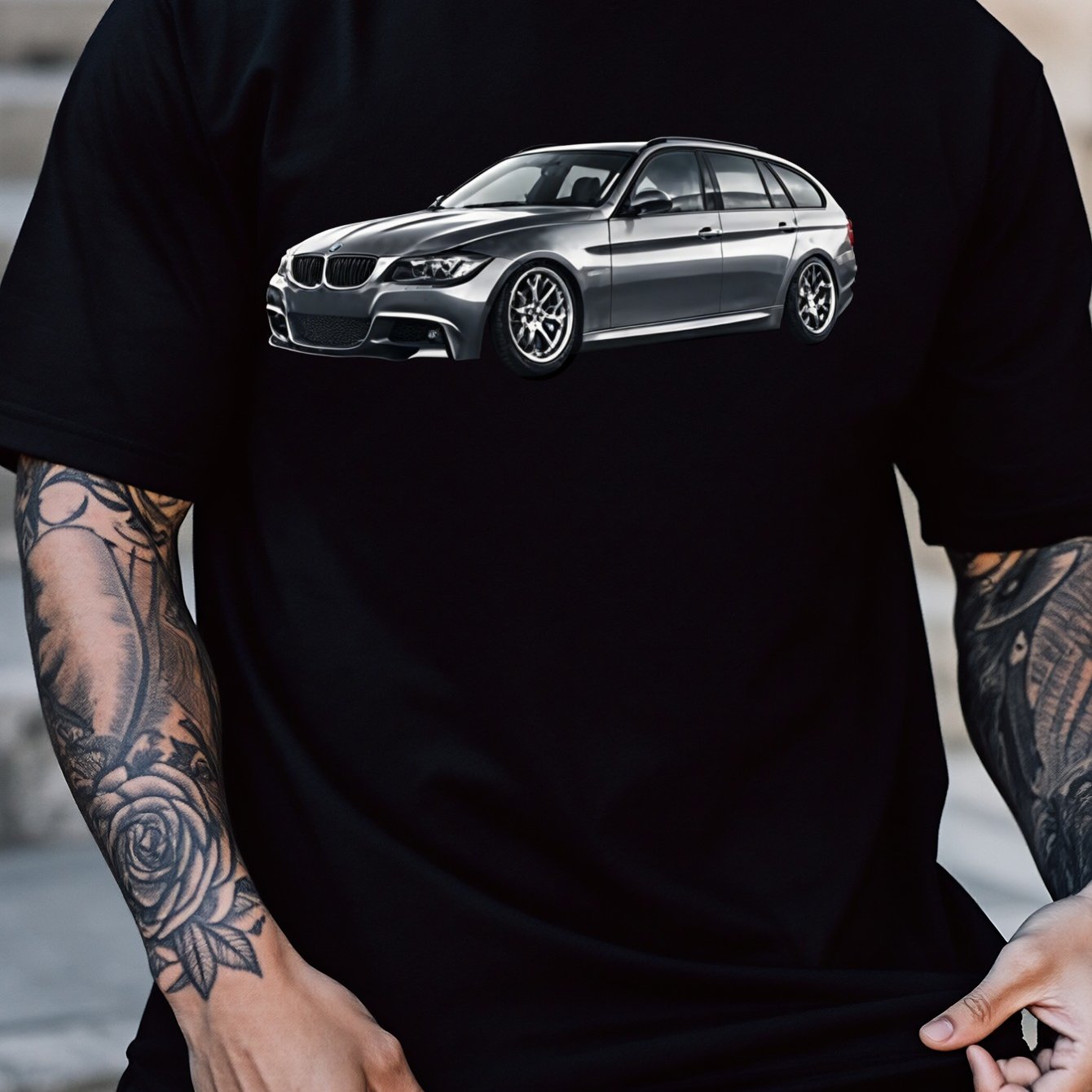 Image of New Style Fun Car Print Unisex T-shirt Black For Daily Wear And Gift Ideas 100 Cotton Fashionable And Versatile Casual Outfit Short Sleeve