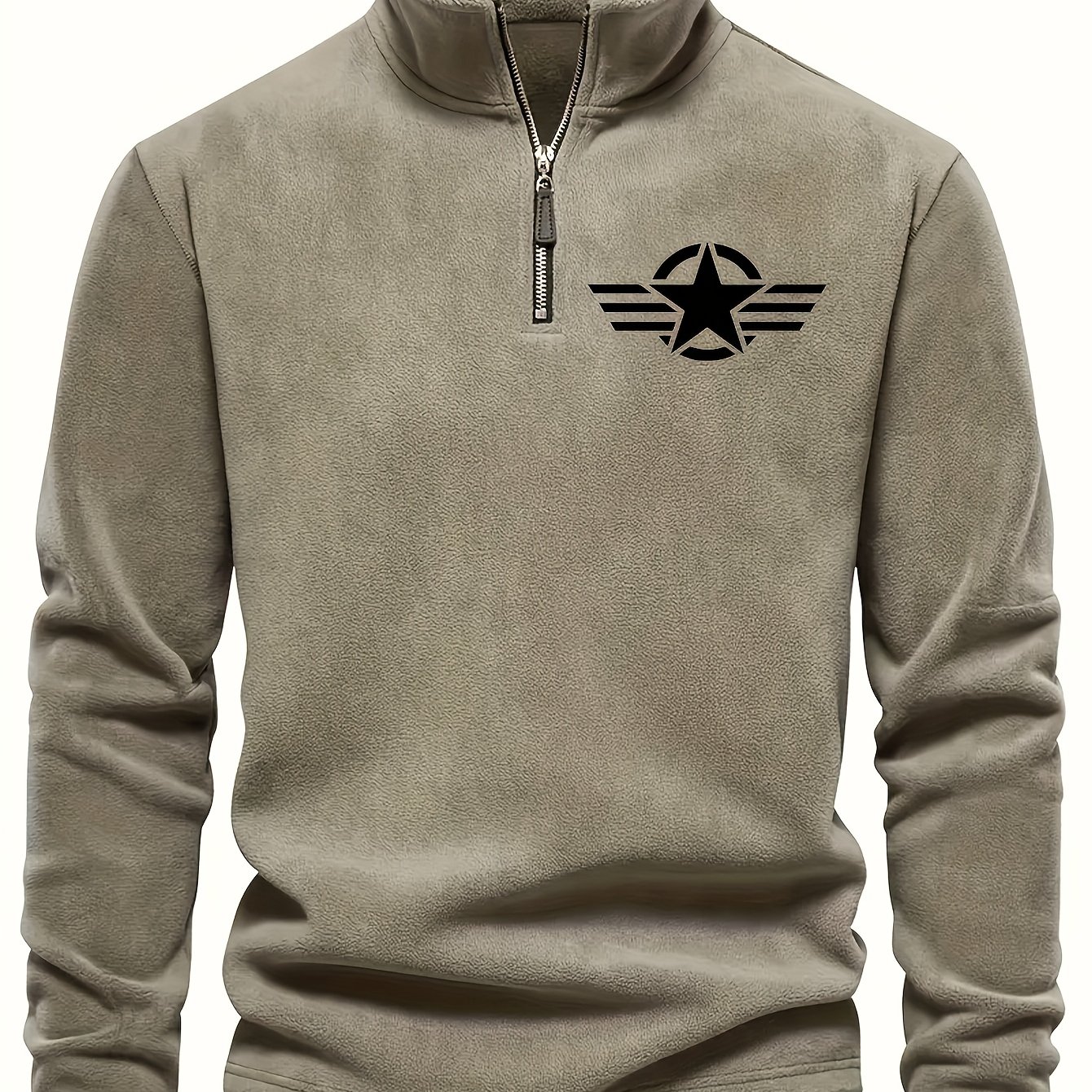 Men's Fleece Half-, Collar Half-zip Long-sleeve Pullover, Fashion Shirt