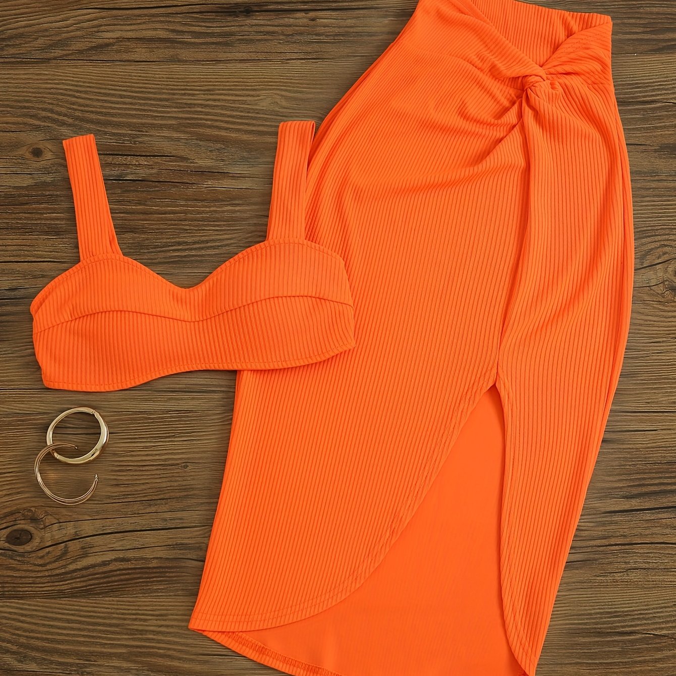 E-shop Western Sommer Neues Ins Sexy Einfarbiges Cami und Rock 2-teiliges Set