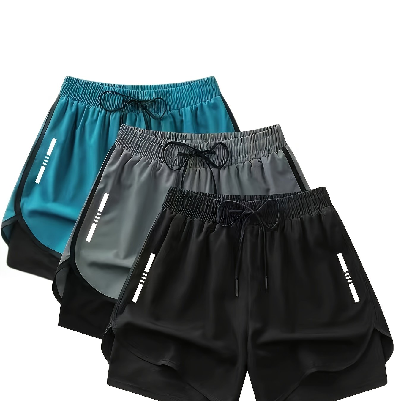 TEMU 3pcs Unisex Breathable Casual Sports Shorts, Gym Clothing, Sporty Design, Fitted Shorts, Stretchy Material, Training Shorts, Performance Shorts