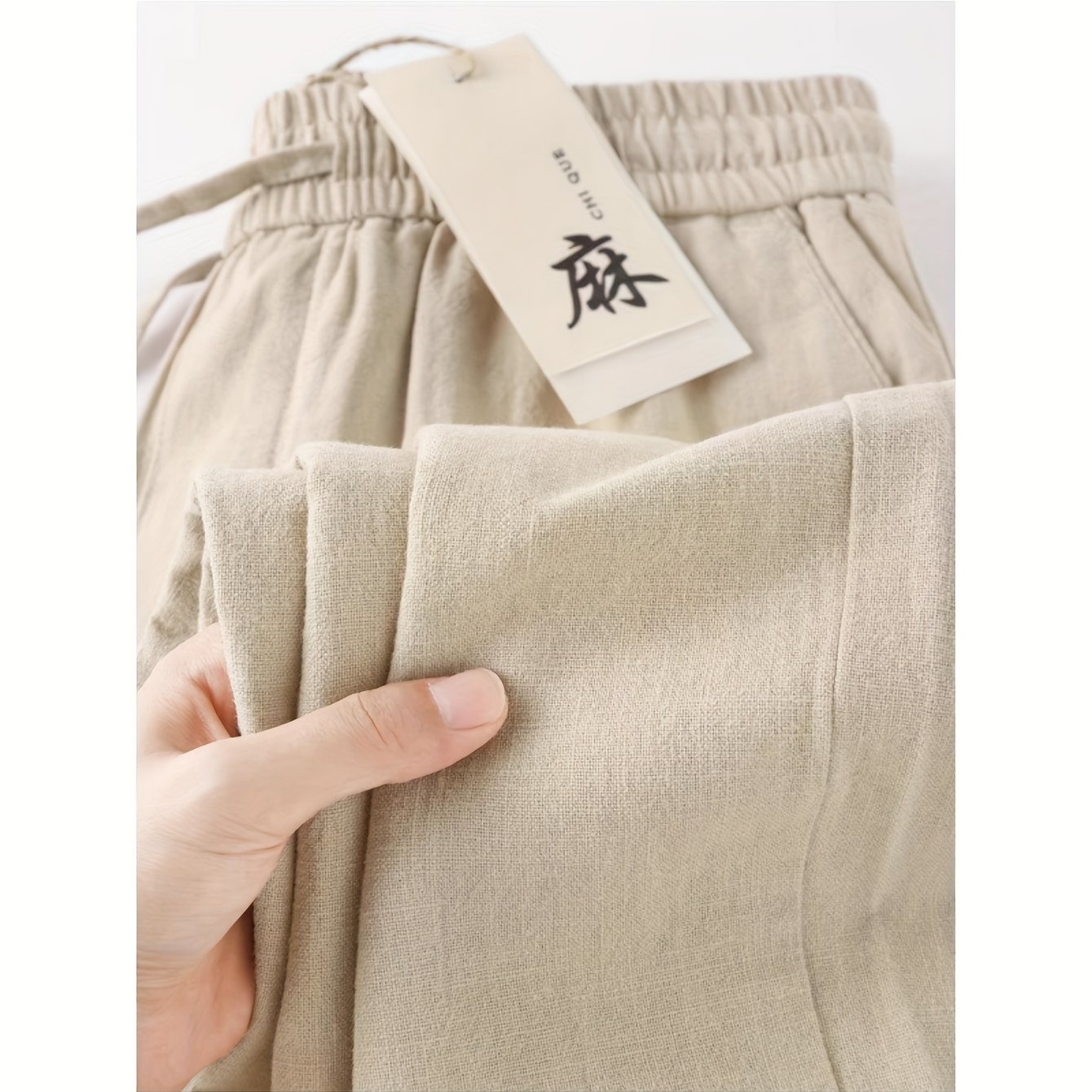 TEMU 【メンズ】リネン カジュアル トラウザーズ 高品質 リネンパンツ 通気性 ゆったり 快適 無地 トラウザーズ