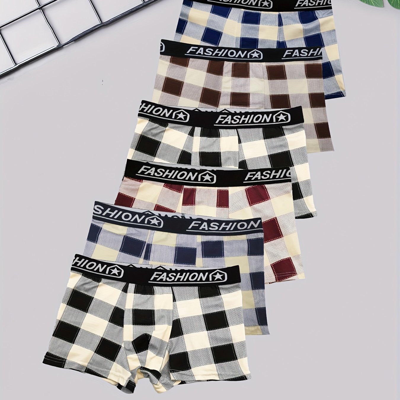 Stylish Series - 6pcs Men's Stretchy Boxer Briefs - Comfy Underwear Set