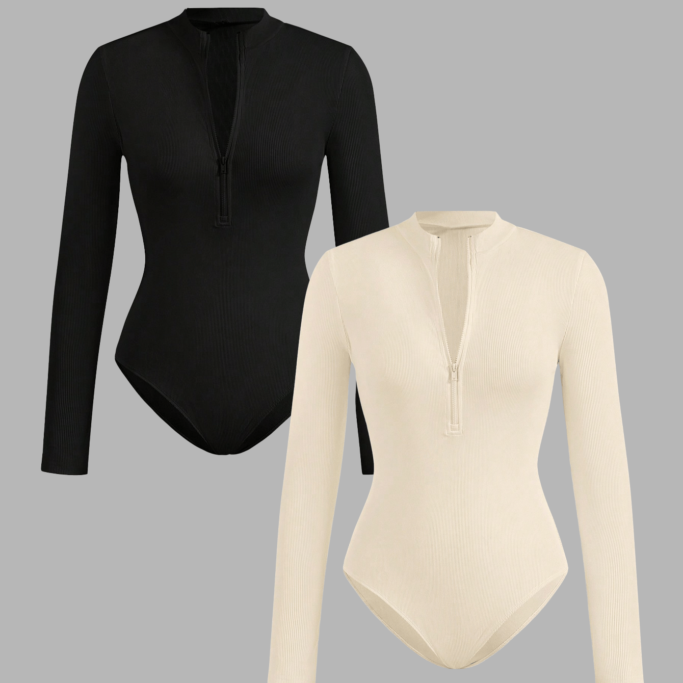 TEMU tenue décontractée pièces pour femmes comprenant un combinaison zippée à manches longues de couleur unie, haut polyvalent