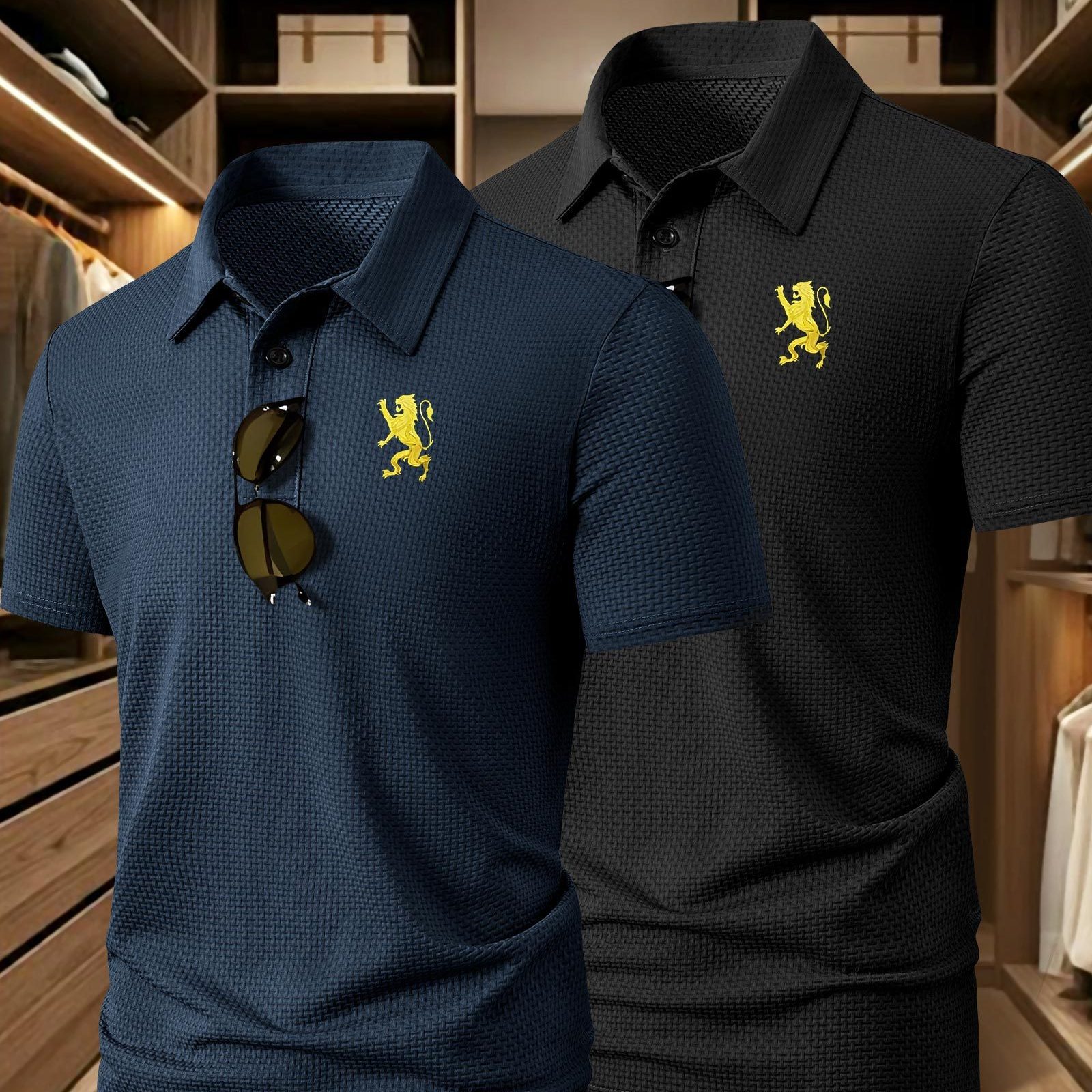TEMU [2pcs New Size Tops] Plus Size Men's Shirt With Printed Pattern And Wrinkle Pressing Finish | Men's High-end Summer Sports & Casual Top | Short
