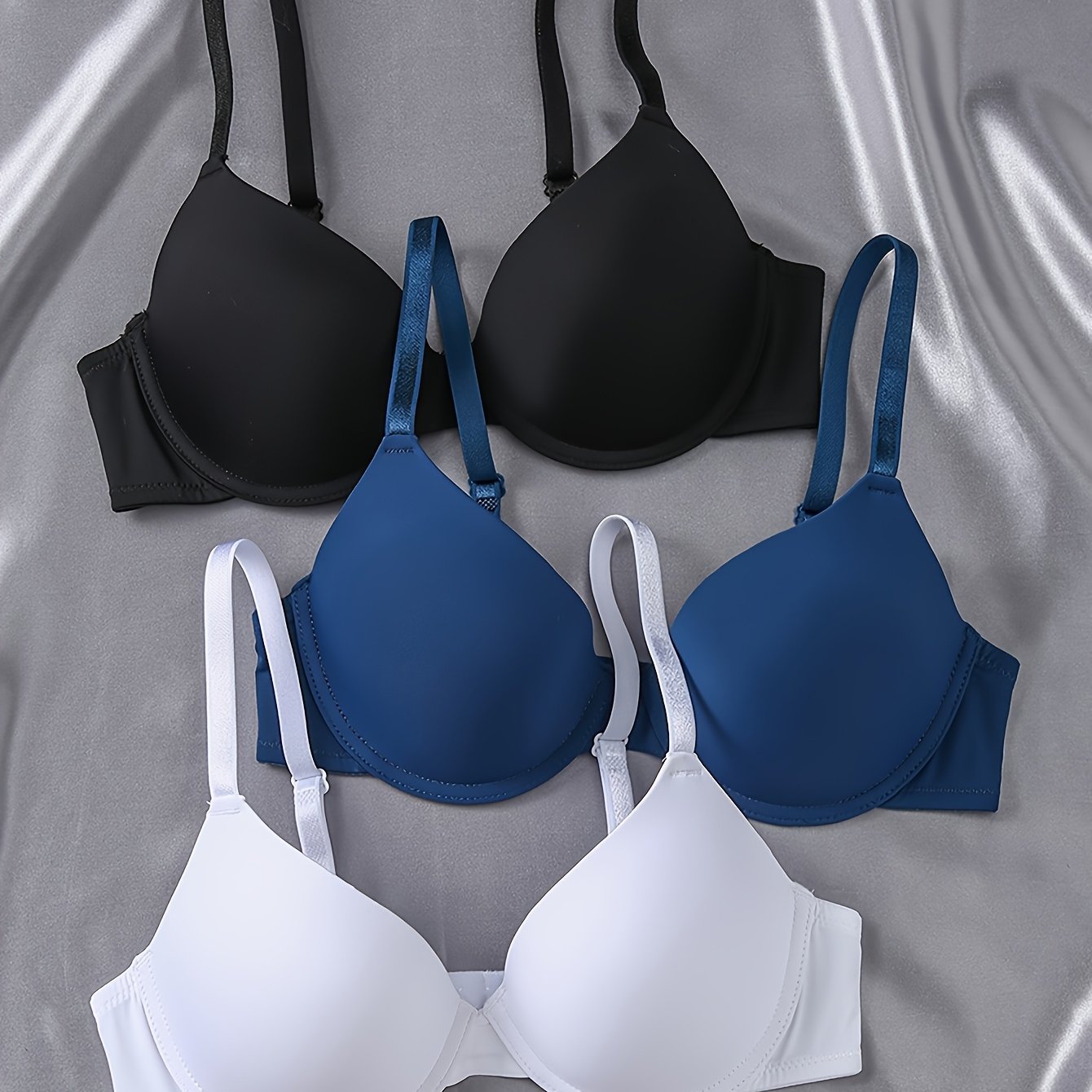 TEMU 3pcs Women' Push-up Simple Bra