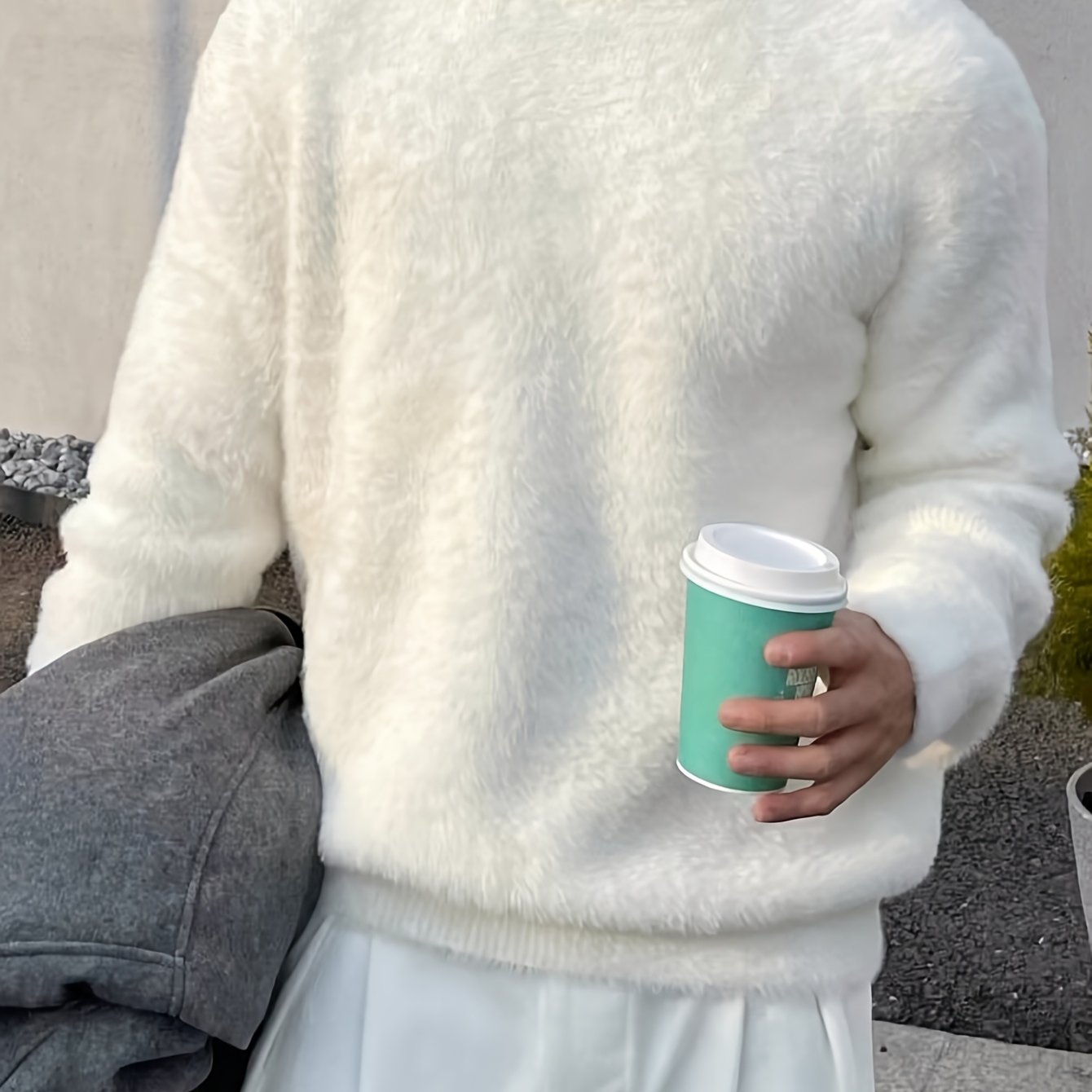 Autumn And Winter Warm Collection European, American, Japanese, Korean, Loose Casual Solid Neutral Men's And Women's Knitted Small Design Long Sleeve Falling Shoulder Easy Fluffy Round Neck Sweater