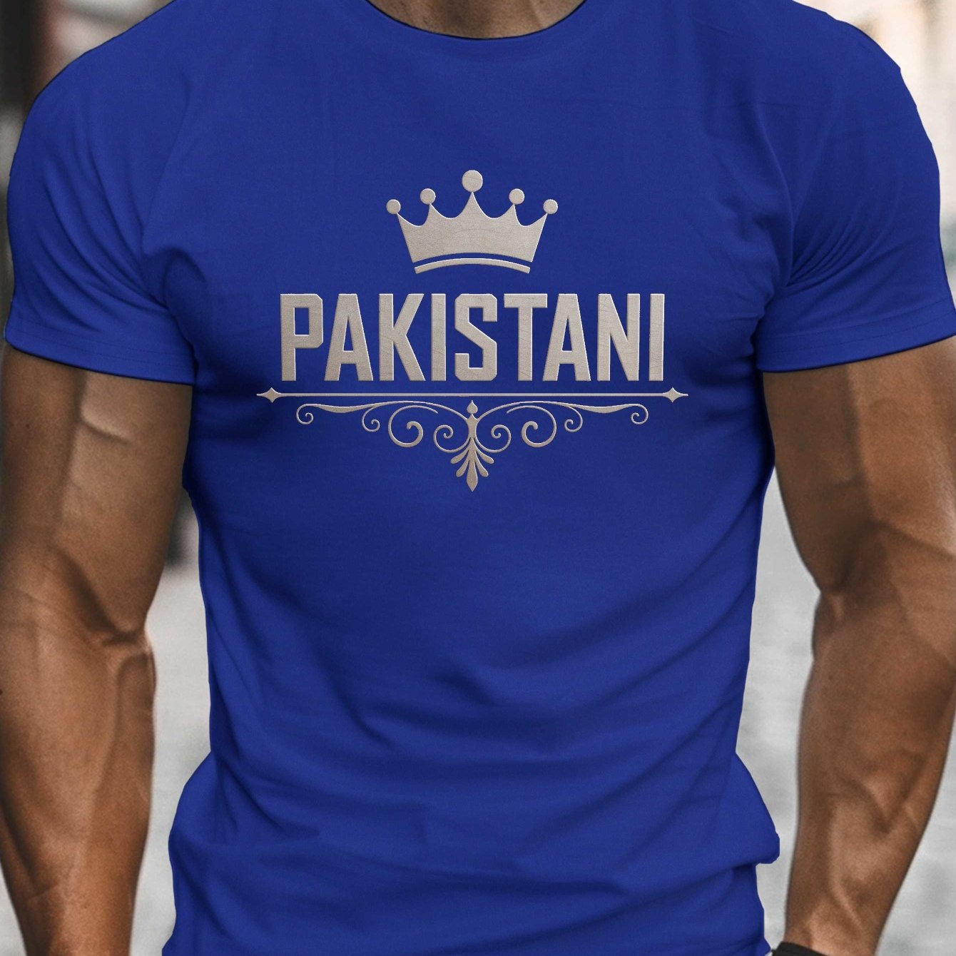 TEMU Men's Short-sleeve Round Neck Tee Featuring Pakistani Crown Heritage , A Comfortable And Lightweight Casual Shirt Perfect For Summer