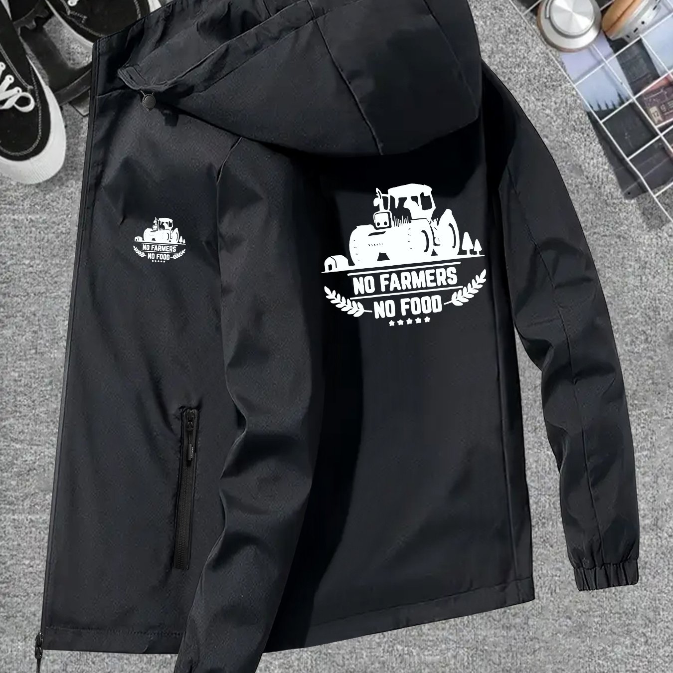 TEMU Tractor Pattern Elements, New Style Jackets For Men And Women, Windproof And Breathable Outdoor Climbing Clothes For Couples, Suitable For