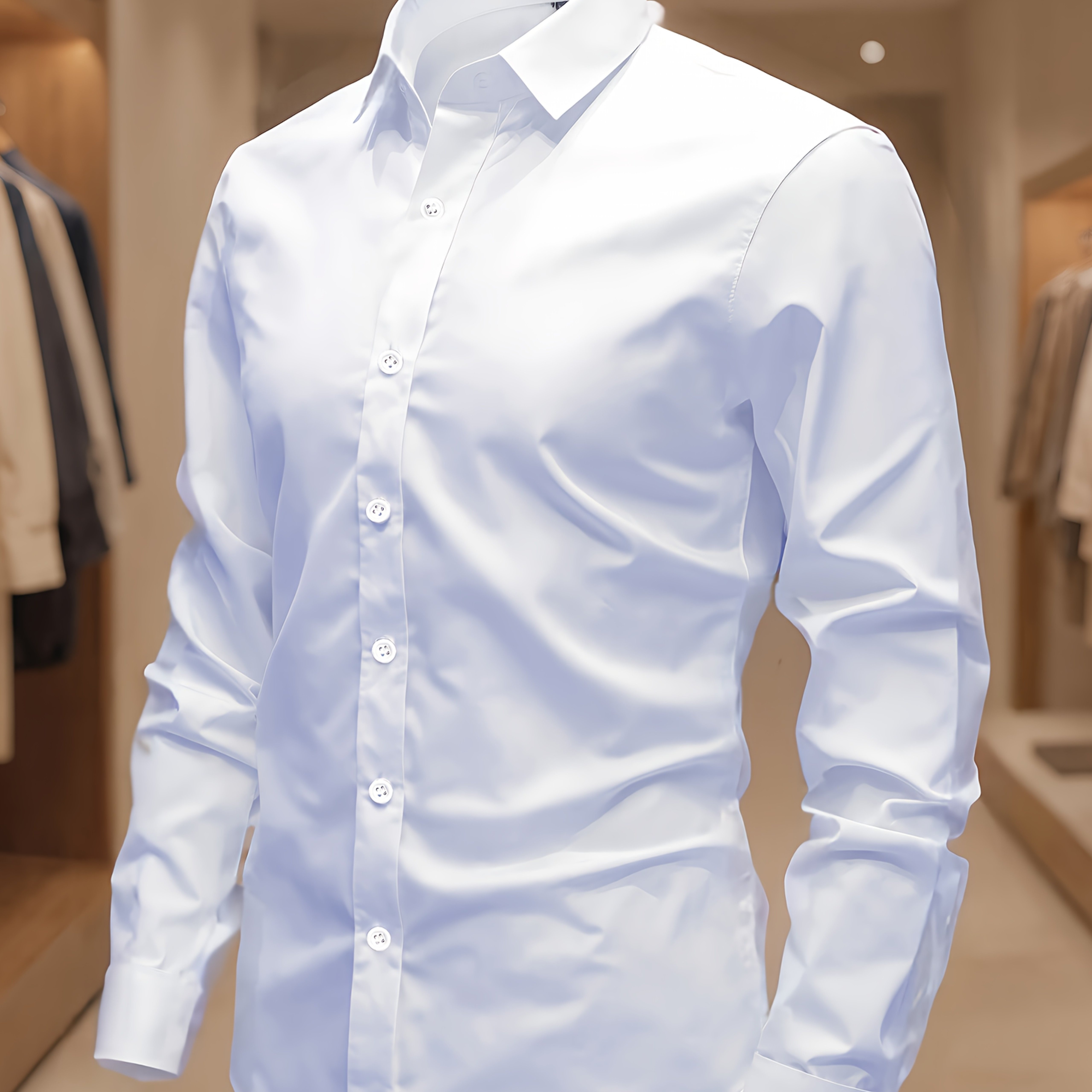 E-shop Elegantes Herren Langarmhemd in Unifarben - Lässiges Business-Design mit Knopfleiste für alle Jahreszeiten, geeignet für Büro, Party, Freizeit