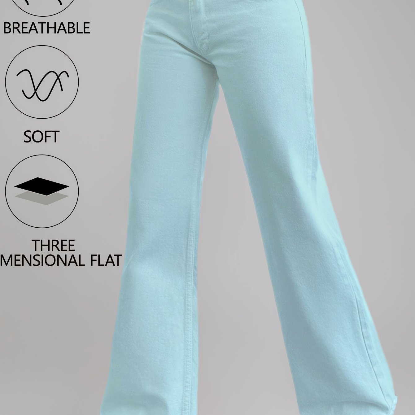 TEMU Women's 2026 New High Waisted Wide Leg Jeans - Sky Blue Denim Pants With Button Fly, Breathable Soft Relaxed Fit, Full-length Length For White