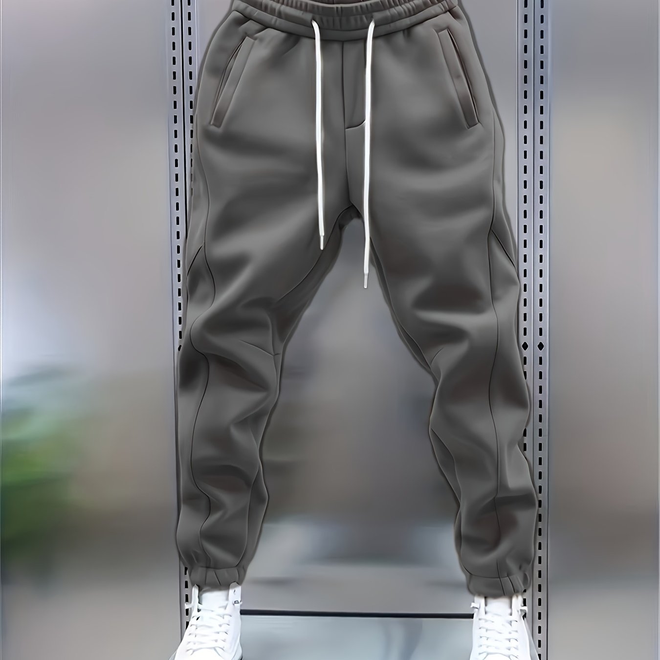 TEMU Men's Casual Jogger Pants With Elastic Waistband, Solid Color Sweatpants, Versatile For Spring, Autumn, And Winter, Single Pc