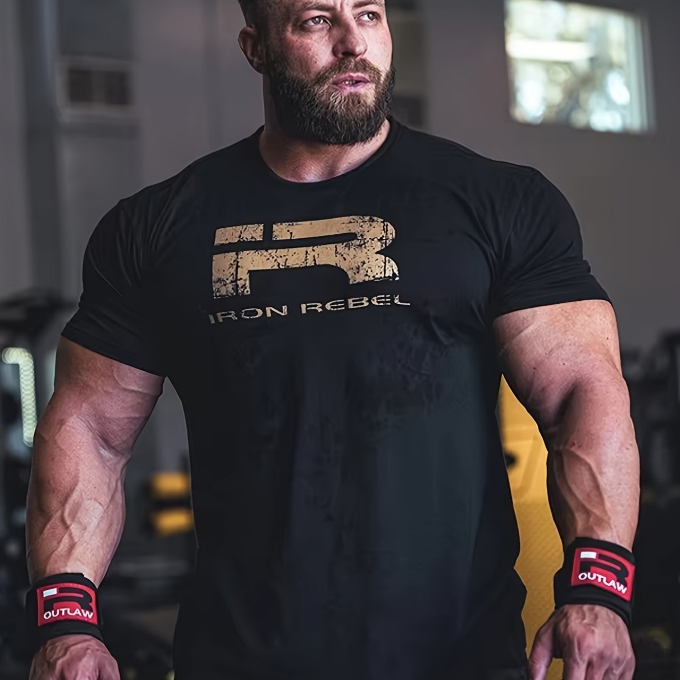Men's Large Iron Graphic T-shirt - Black Breathable Short Sleeve Crew Neck Gym Tee With Bodybuilding, Training And Casual Wear - Fit Fitness Shirt