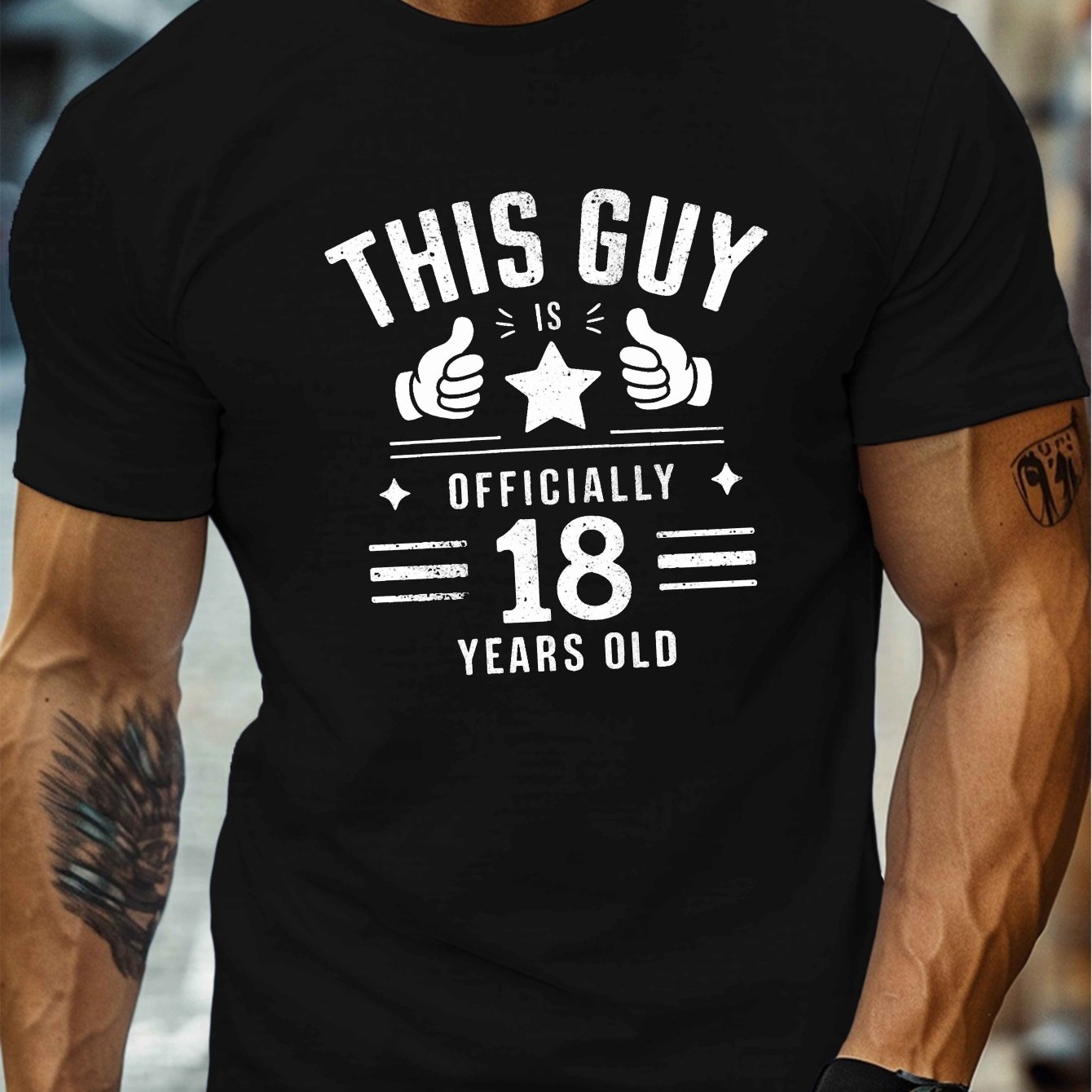 TEMU Officially Old Print, Men's Round Crew Neck Short Sleeve Tee, Casual T-shirtcasual Comfy Lightweight Top For Summer