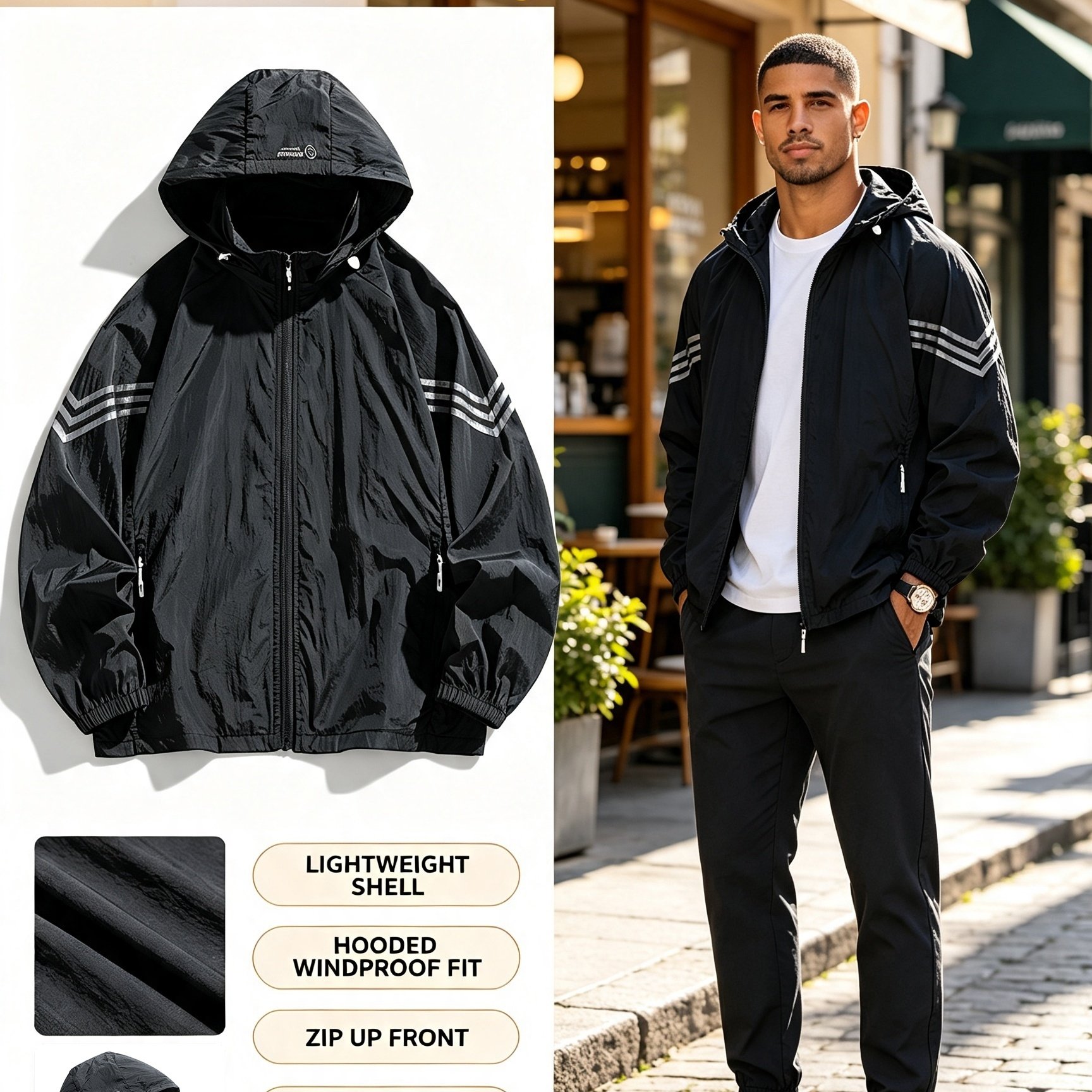 Men's Summer Lightweight Outdoor Jacket With A Zippered Large Pocket, Breathable, Quick-drying, Lightweight Casual Jacket Suitable For Outdoor Hiking, Climbing, And Fishing.