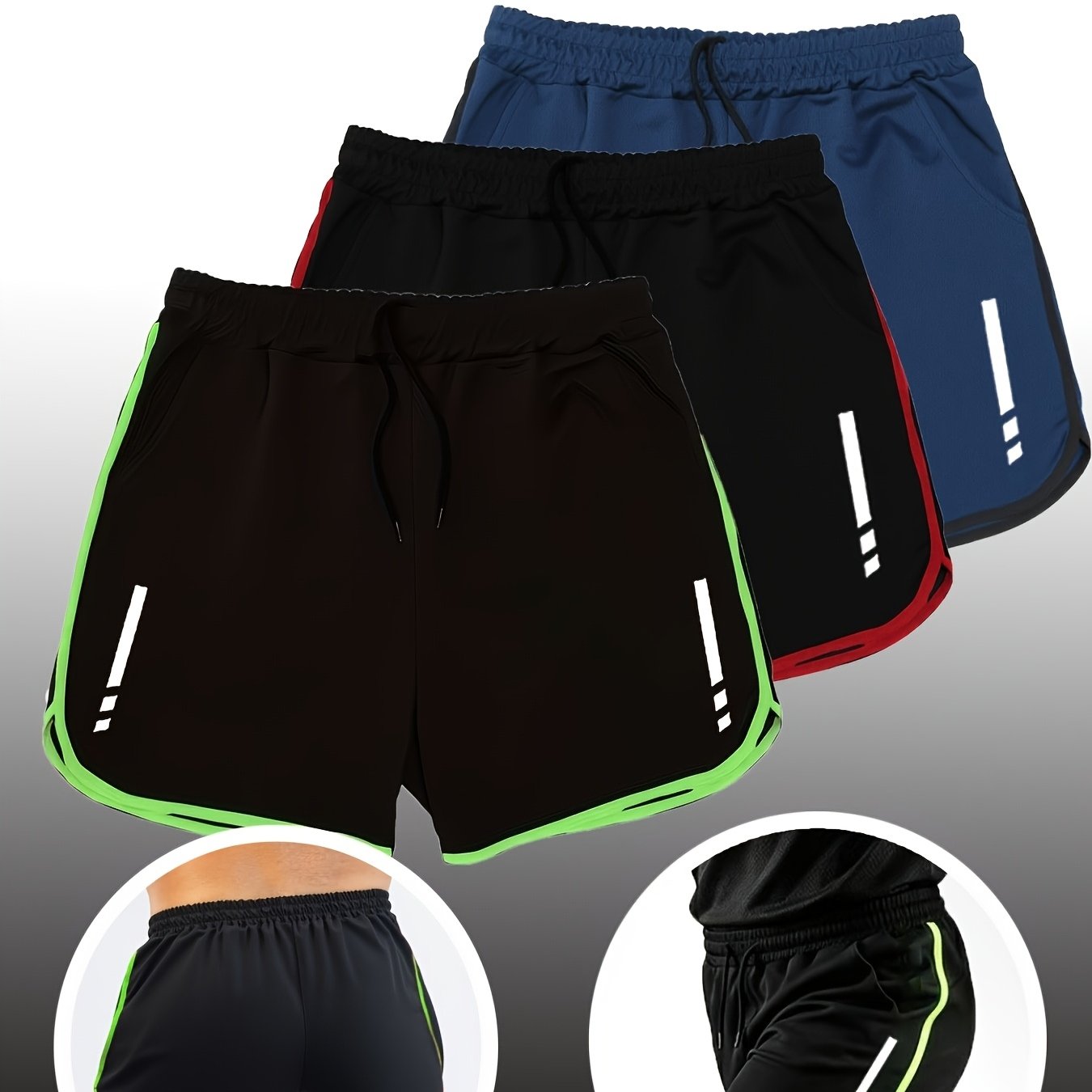 TEMU Set Estivo da 3 Pezzi Pantaloncini Sportivi Traspiranti Asciugatura Rapida Tasche Imperativi per