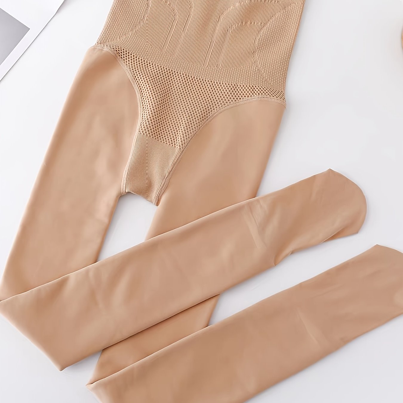 TEMU High-waisted Honeycomb Tummy Control Leggings For Women, Footed Pantyhose With Hip-lifting Design, And Leg-lengthening Hosiery, Anti-snagging