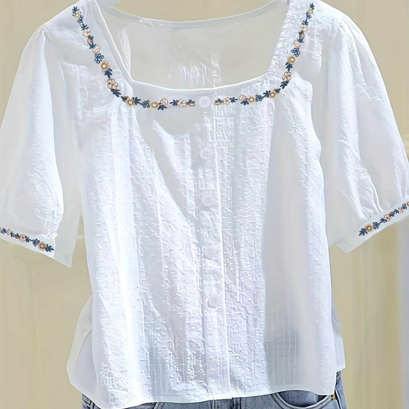 TEMU 女性用刺繍シャツ