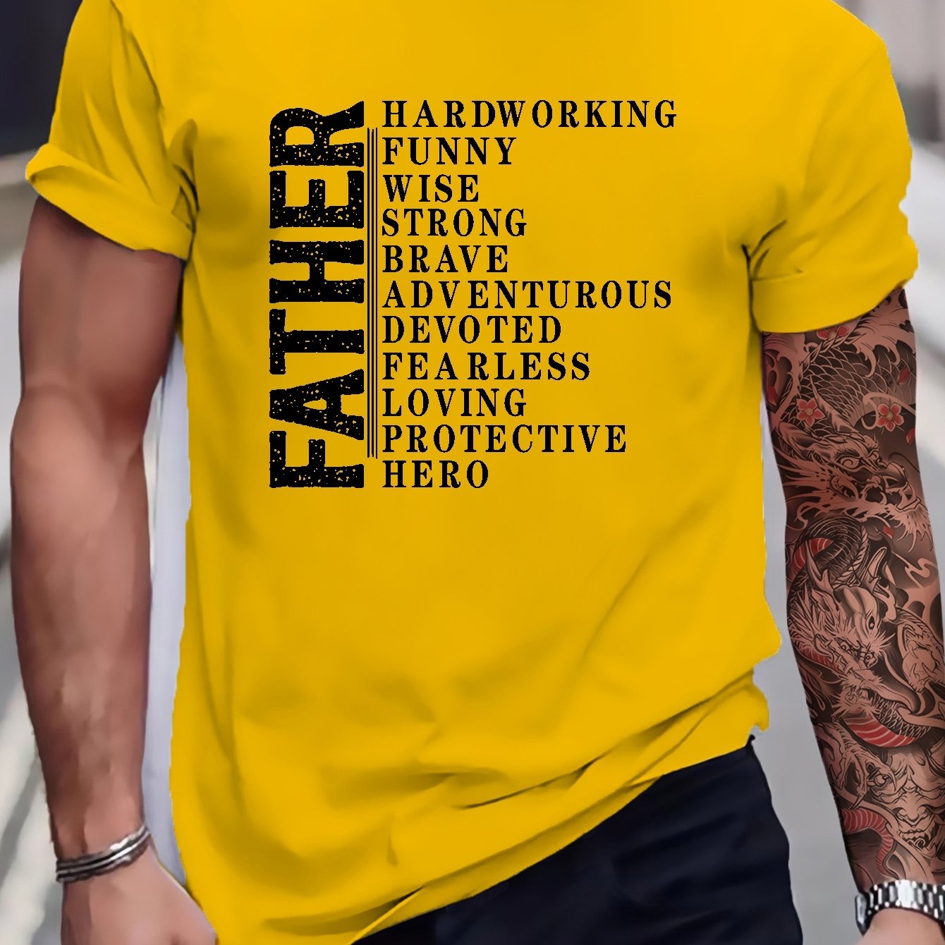 TEMU Father Print T Shirt, Tees For Men, Casual Short Sleeve T-shirt For Summer