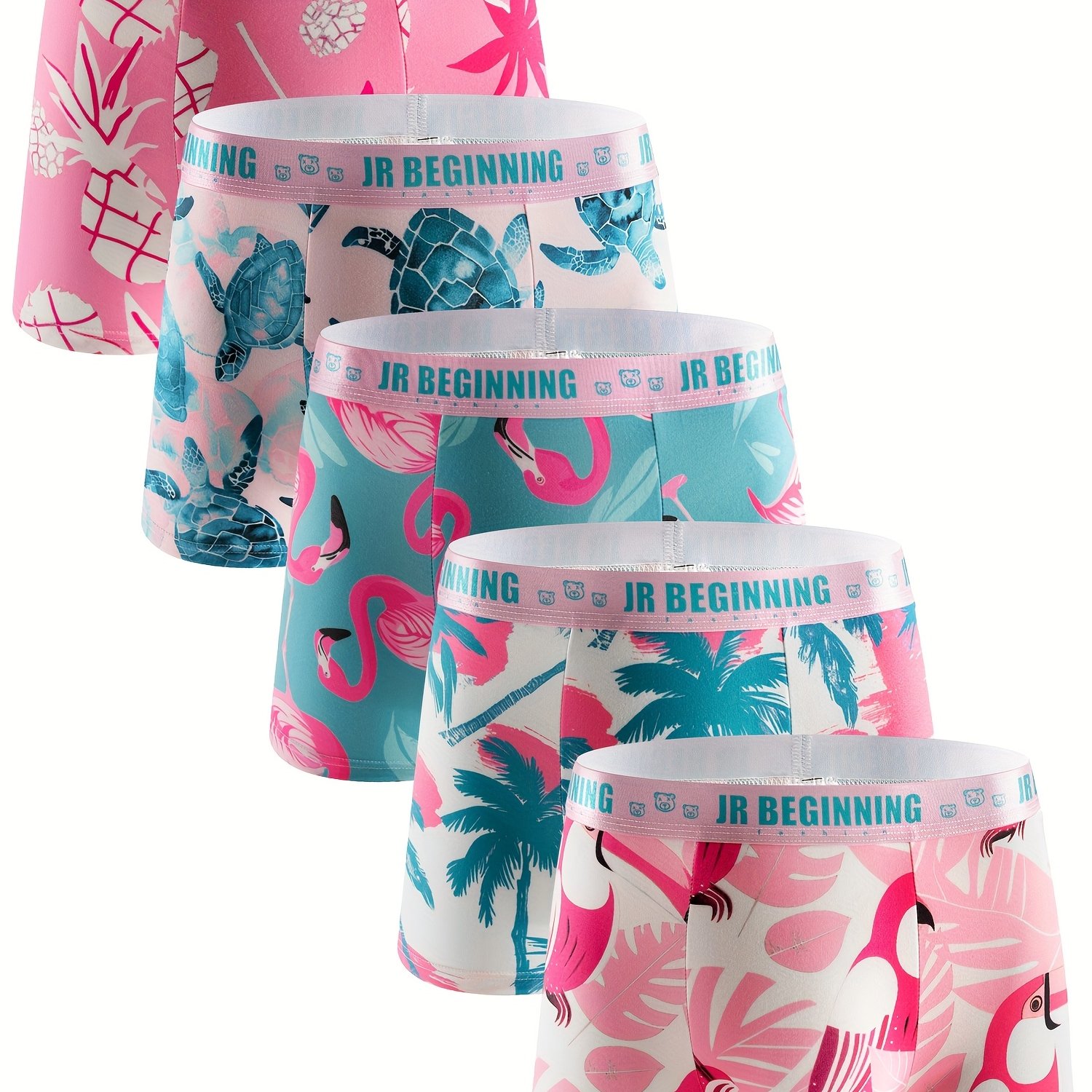 5pcs Light Luxury Men's Short Boxer Briefs