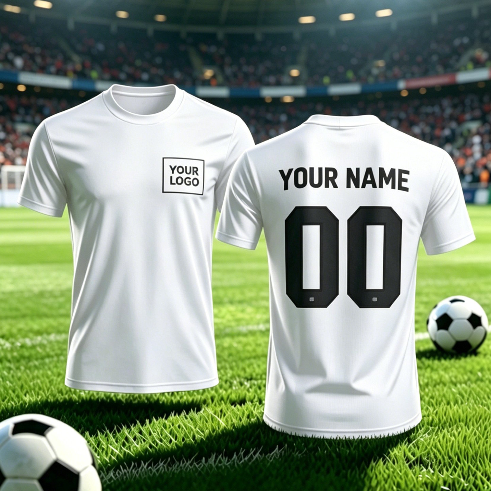 TEMU Customizable Men's Soccer Jersey - 100% Polyester Round Neck Athletic Shirt, Personalized Print, Name And Number Customization, Regular Fit,