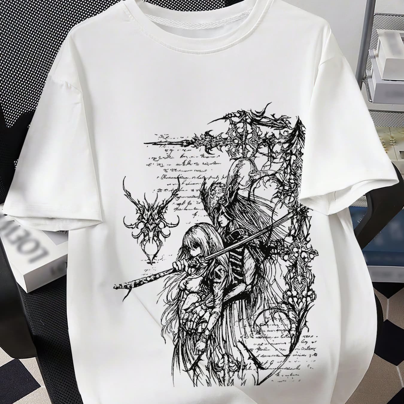 TEMU Men's Anime T-shirt - Suitable For & Young, Loose-fit Round Neck Short Sleeve Summer Casual Top With Random , Machine Washable