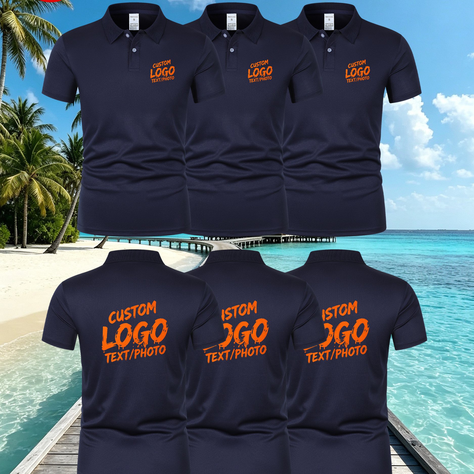 TEMU [3pcs Set] [custom Made] Custom Men's And Women's Shirts, Collared Shirts - Your Own Picture Or Logo For Personalized Branding And Text, Fitted