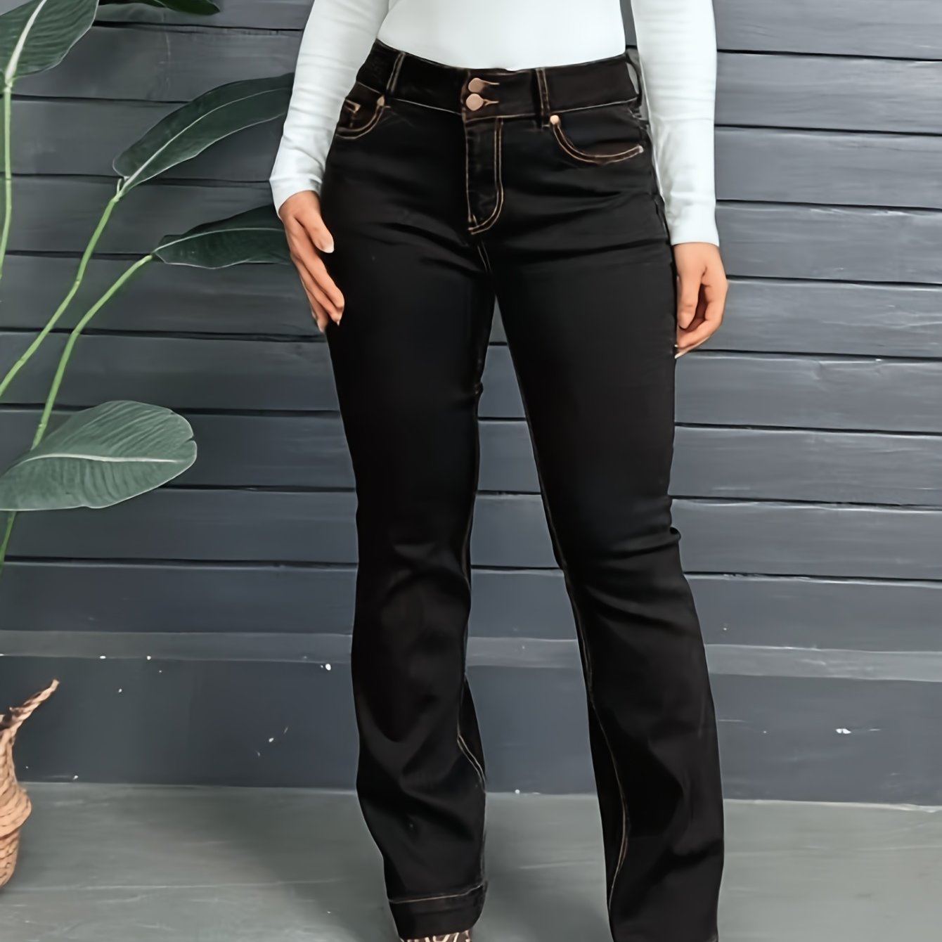 Women High Waist Slim Jeans Vintage Elegant Casual All Match Pants