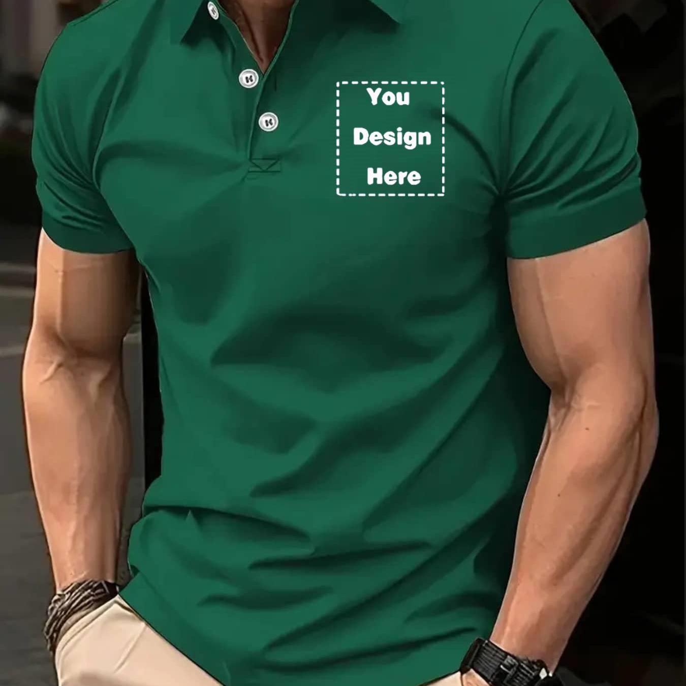 TEMU Men' Text Customization Short Sleeve Golf Print, Soft Breathable Fabric, Regular Fit Casual Shirt, Quick-dry And Moisture-wicking, Suitable For
